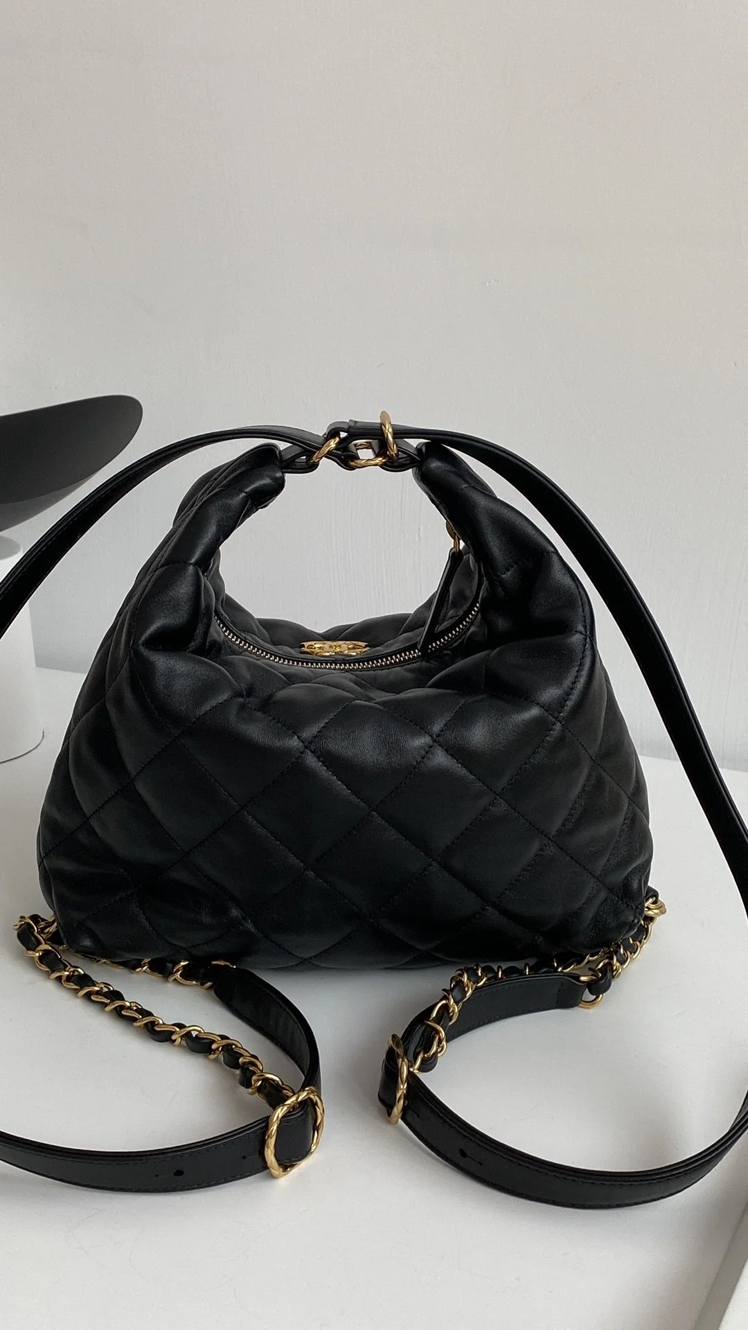 Chanel Maxi Hobo Bag Black For Women, Women’s Bags 13.7in/35cm AS3488 B08857 94305