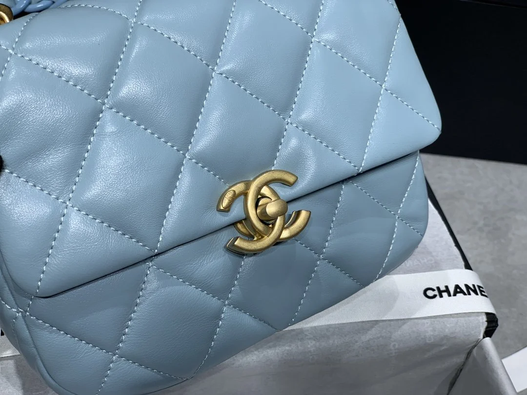 Chanel Mini Flap Bag Gold-Tone Metal Blue Bag For Women 13cm/5in