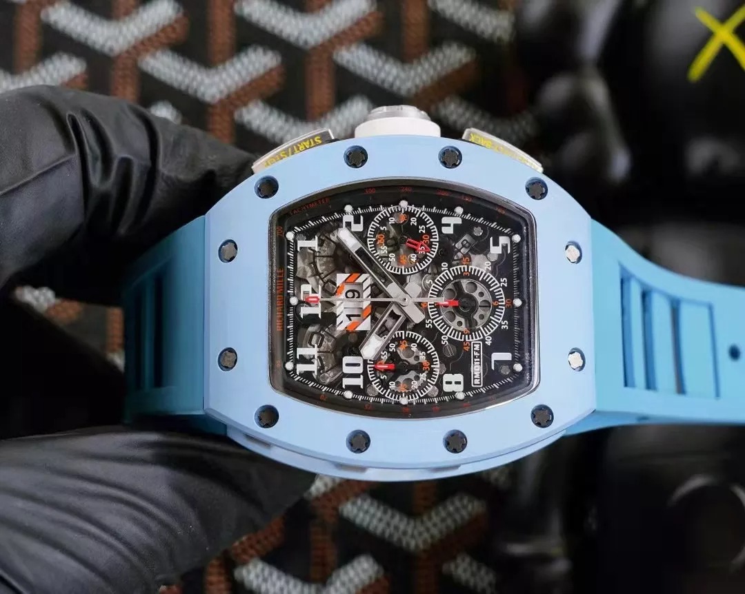 RM 11-03 Skeleton Dial Blue Bezel Blue Rubber Strap KV 7750