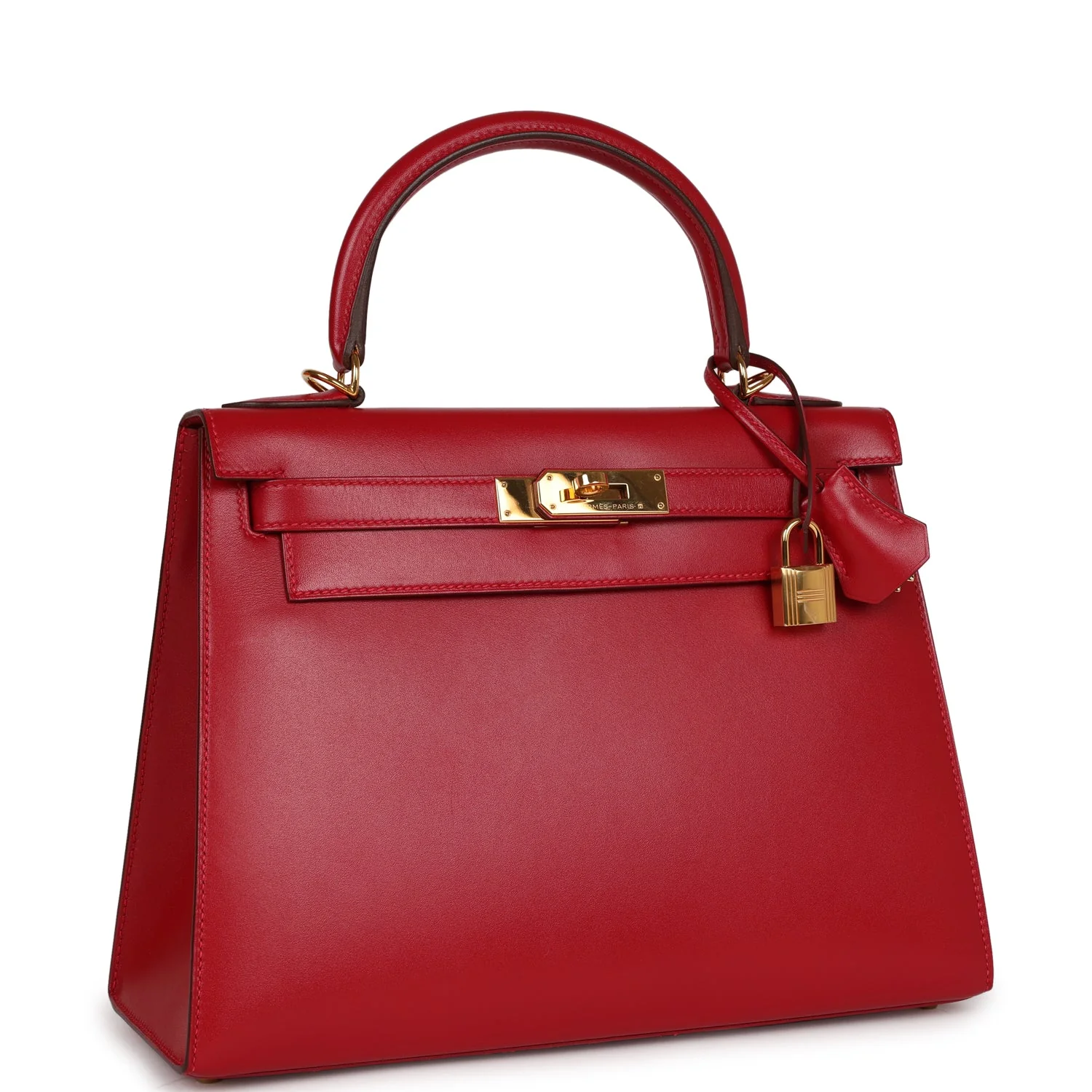 Pre-owned Hermes Kelly Sellier 28 Rouge Vif Tadelakt Gold Hardware