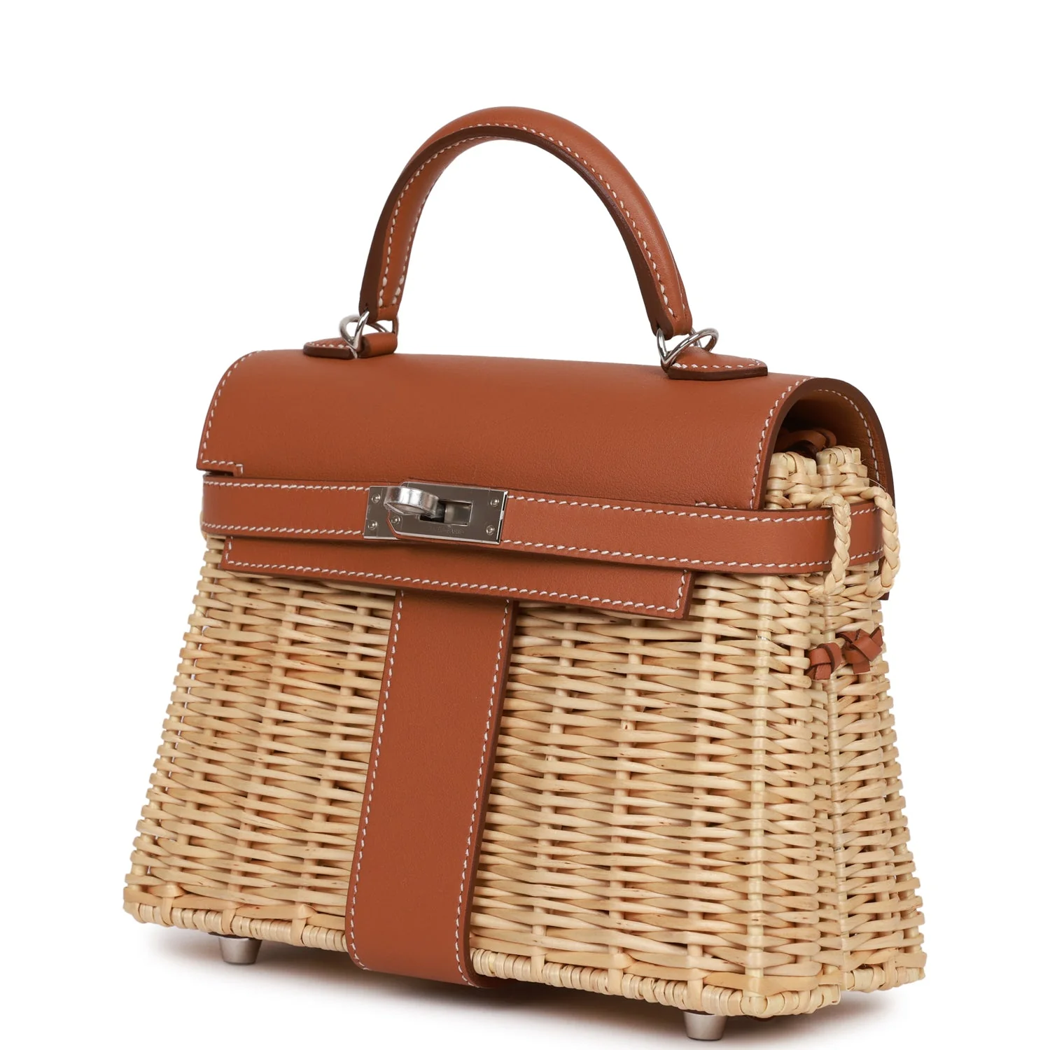Pre-owned Hermes Mini Picnic Kelly 20 Gold Swift Palladium Hardware