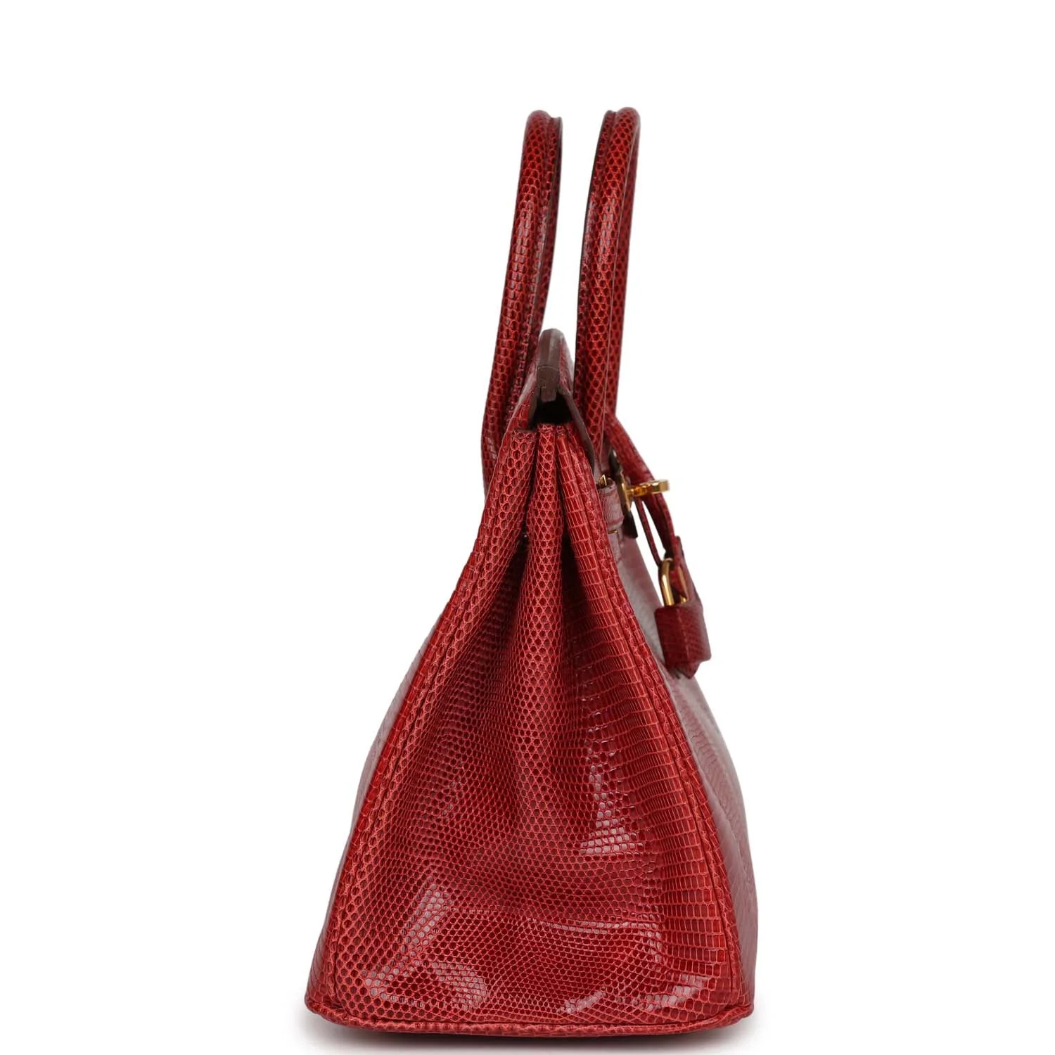 Pre-owned Hermes Birkin 25 Rouge Moyen Salvator Lizard Gold Hardware