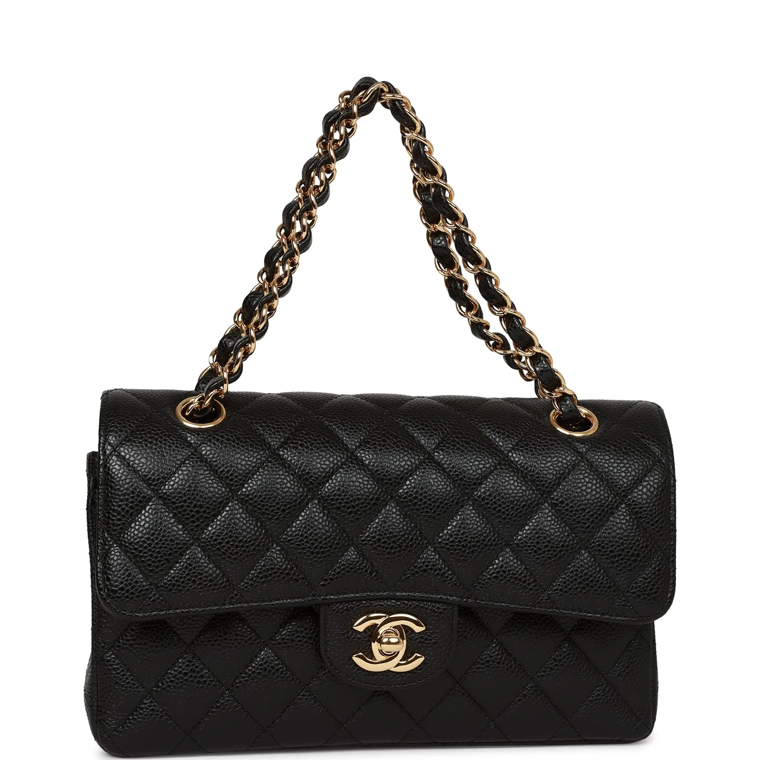 Small Classic Double Flap Bag Black Caviar Gold Hardware