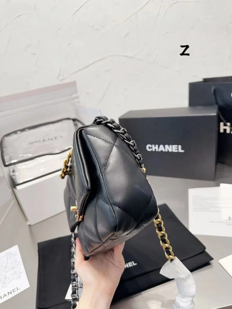 Chanel 19 Hand 2Way Chain Shoulder Bag As1160 Lamb Leather Black Used Women