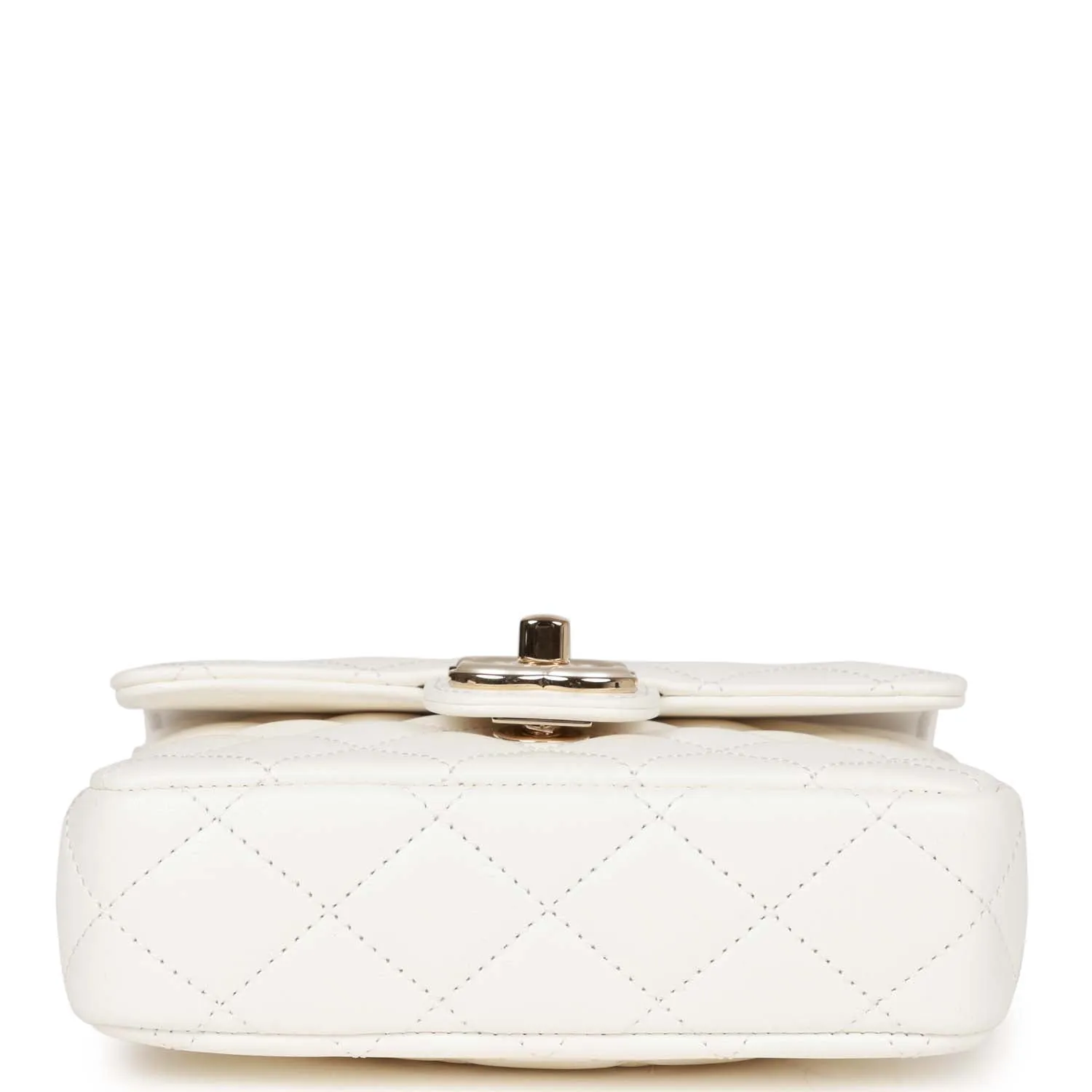 Sweet Mini Square Flap Bag White Lambskin Light Gold Hardware