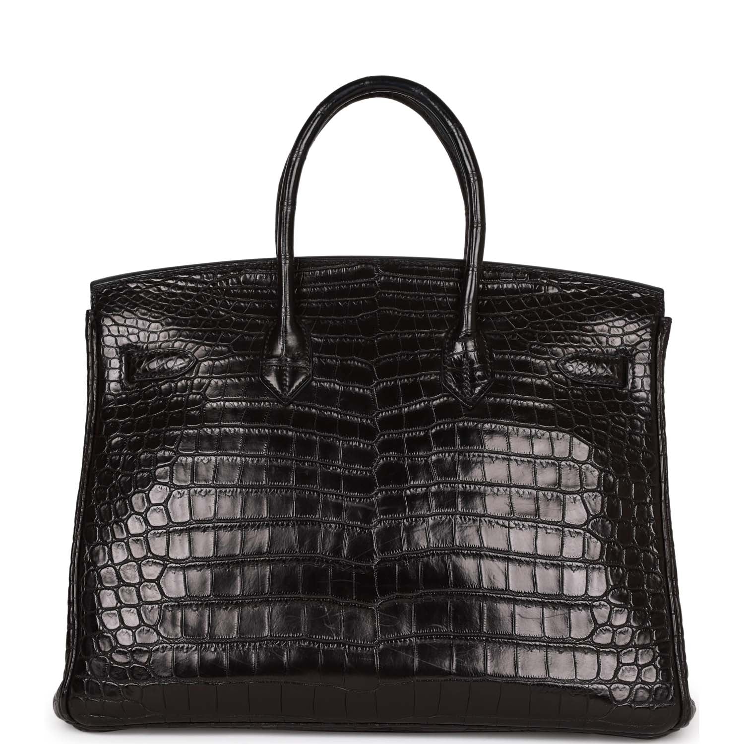 Pre-owned Hermes Birkin 35 Black Matte Crocodile Porosus Palladium Hardware