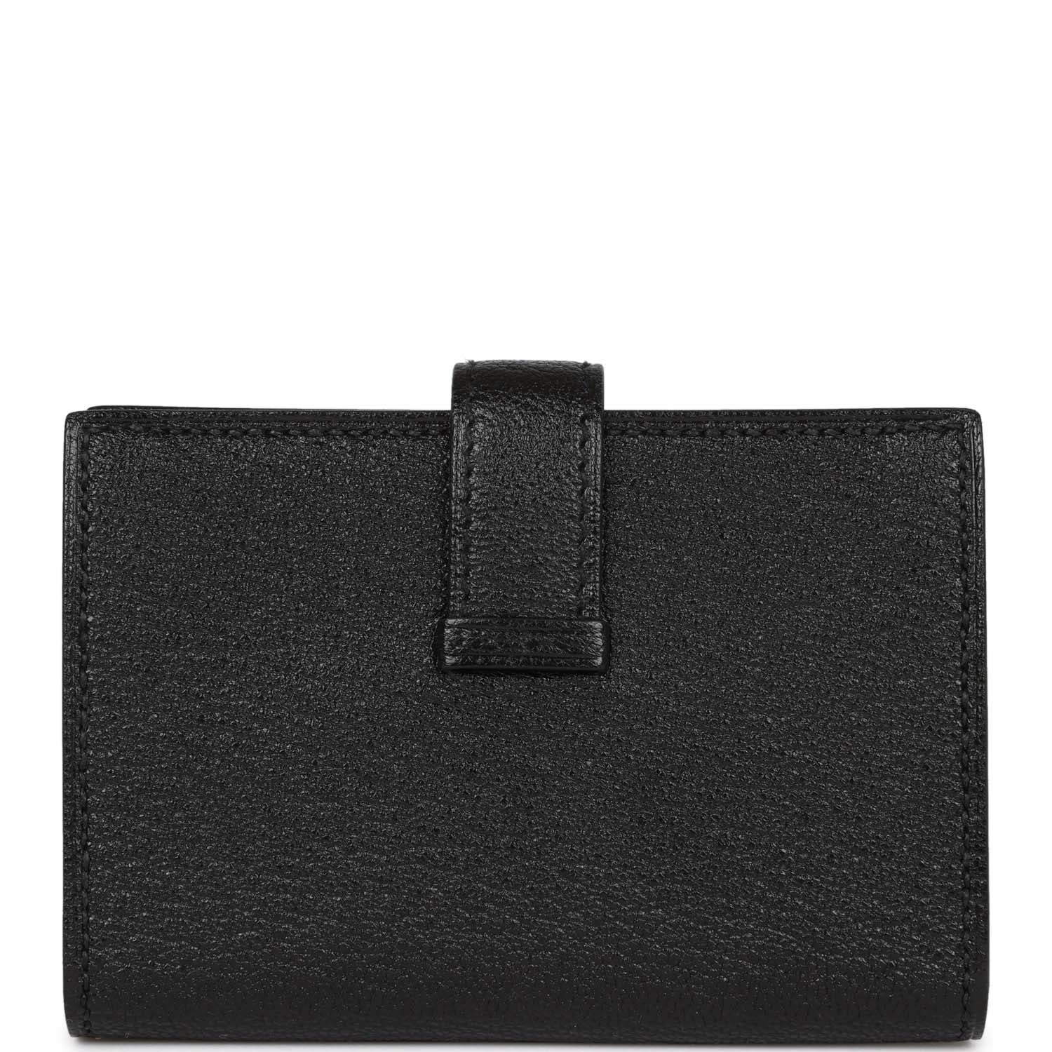 Hermes Bearn Card Holder Wallet Black Chevre Palladium Hardware