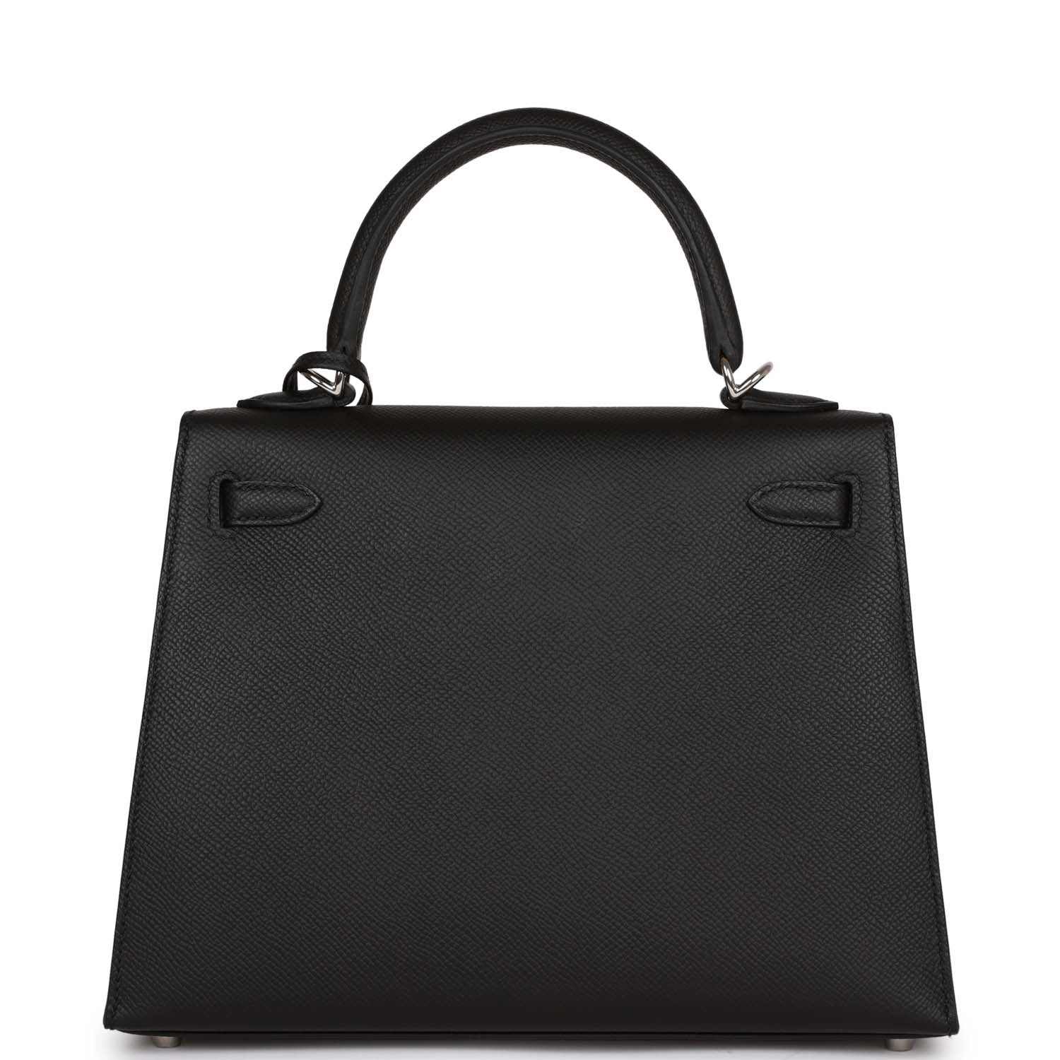 Hermes Kelly Sellier 25 Black Epsom Palladium Hardware