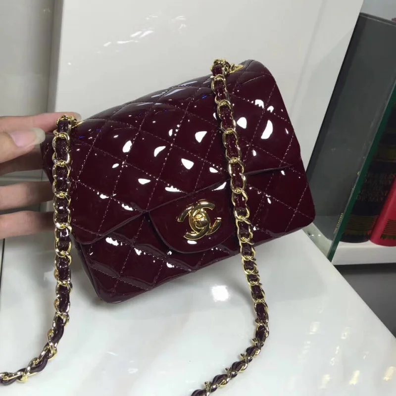 Chanel Pantent Leather 17Cm Class-Flap Bag 1115