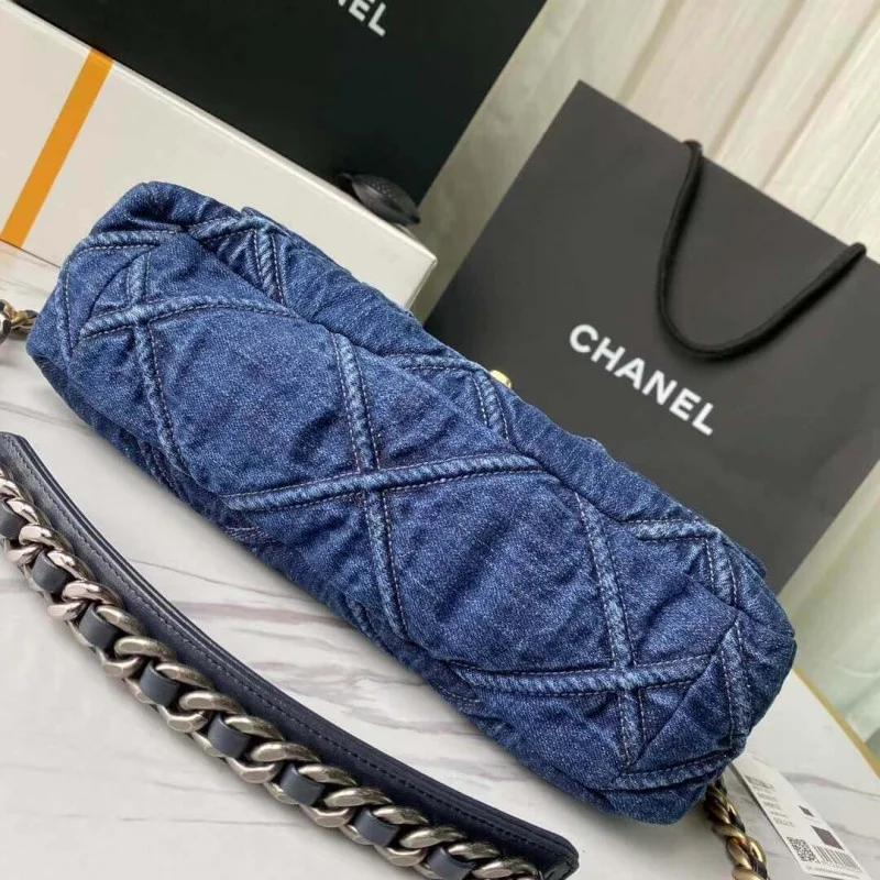Chanel 19 Large Flap Bag As1161 Denim