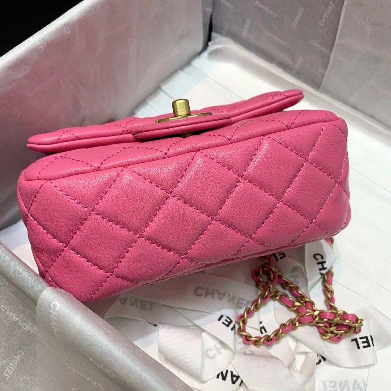 Chanel Mini Flap Bag With CC Ball On Strap Pink For Women, Women’s Handbags, Shoulder And Crossbody Bags 6.7in/17cm AS1786