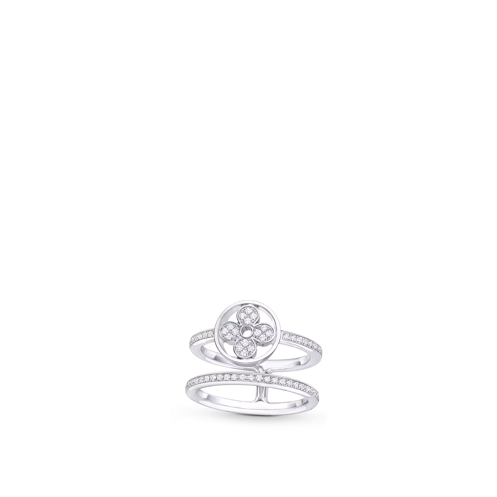 Idylle Blossom White Gold and Diamond Double Row Ring