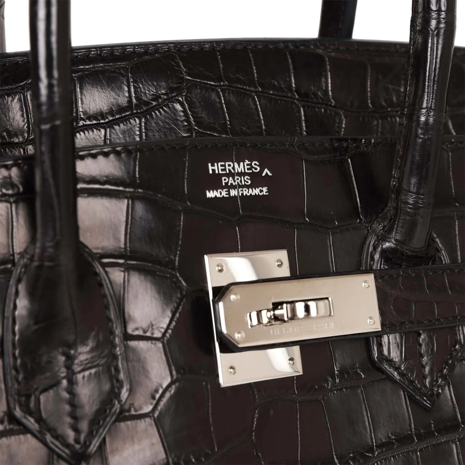 Pre-owned Hermes Birkin 35 Black Matte Crocodile Porosus Palladium Hardware