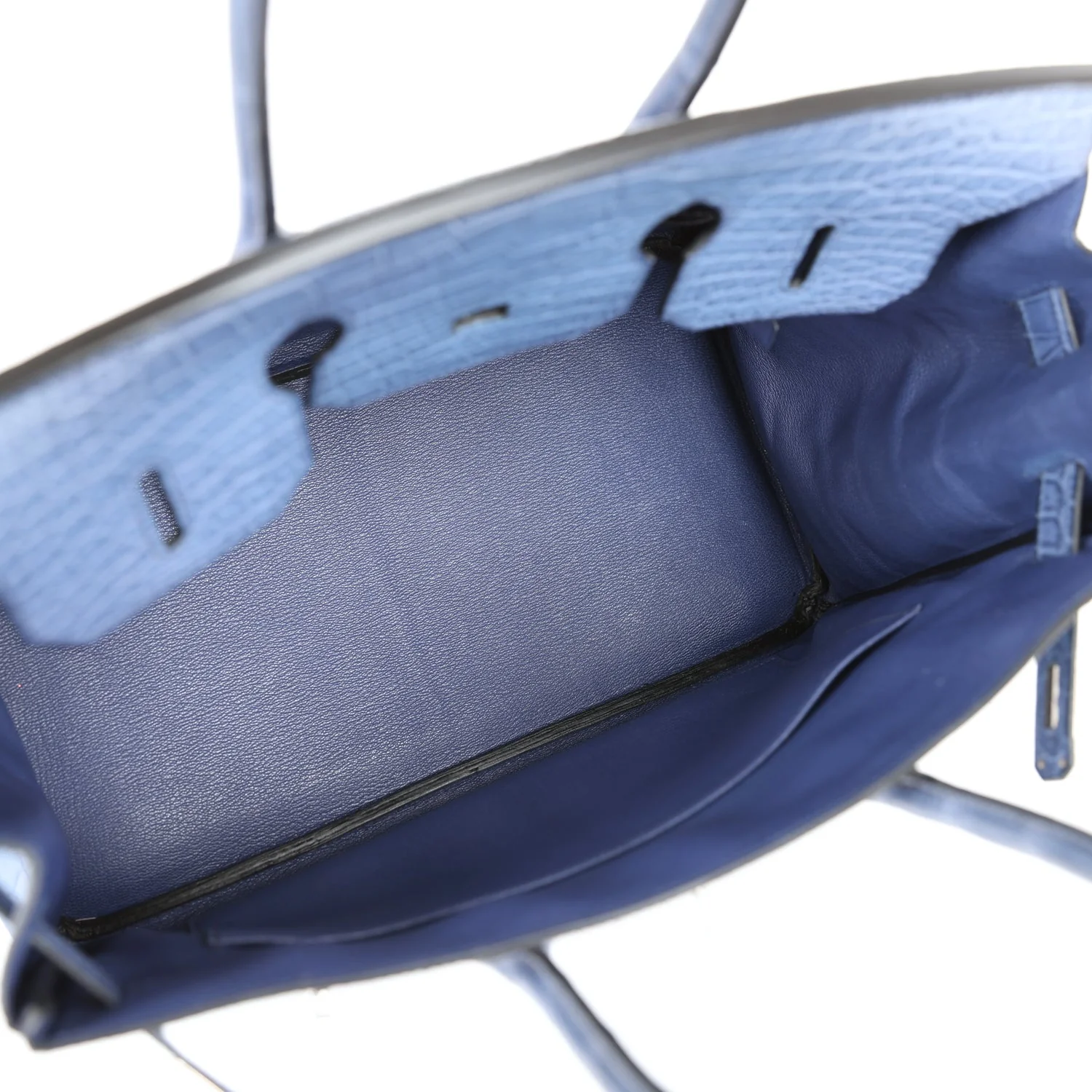 Pre-owned Hermes Birkin 35 Bleu Brighton Matte Alligator Palladium Hardware