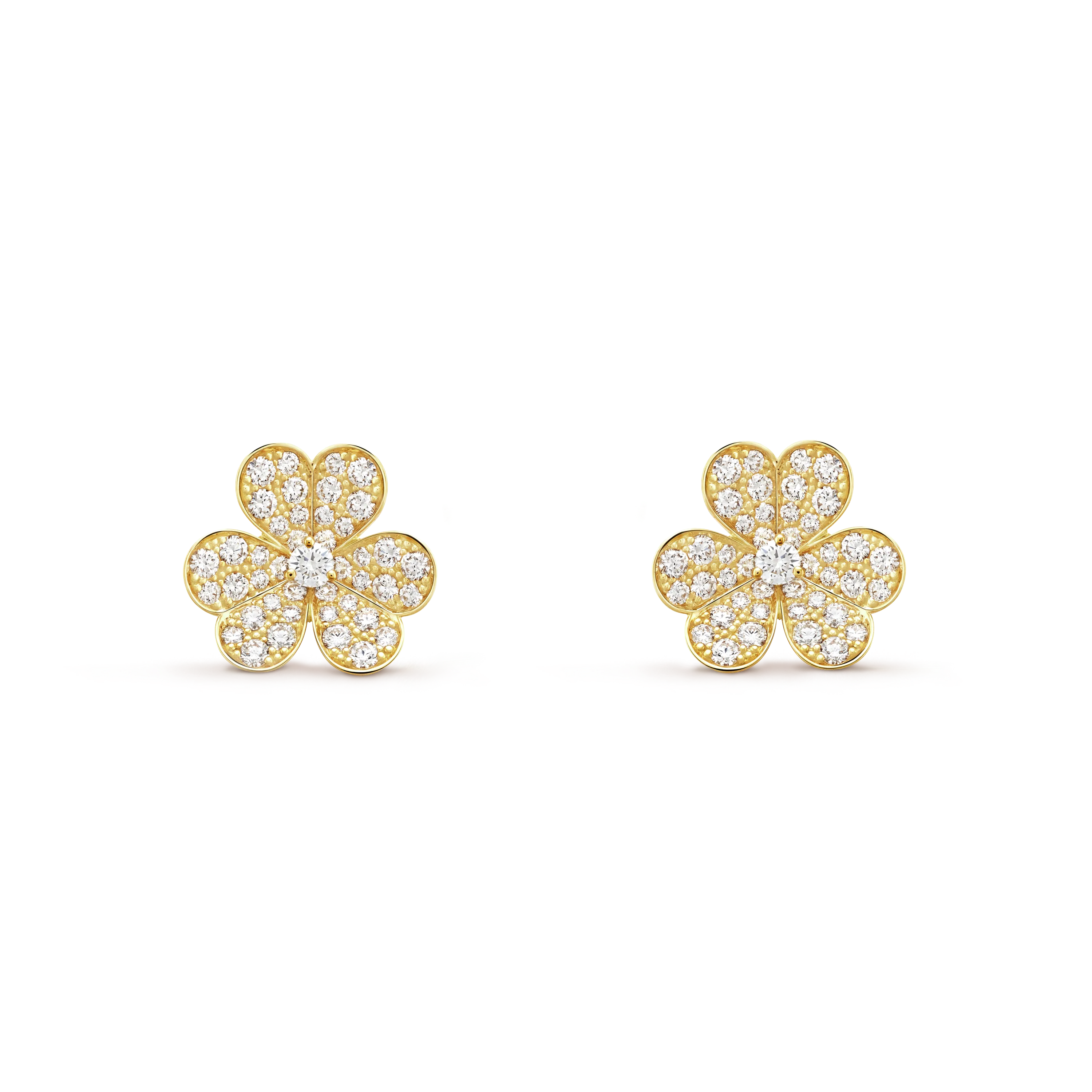 Frivole earrings, small model yellow gold, Diamond