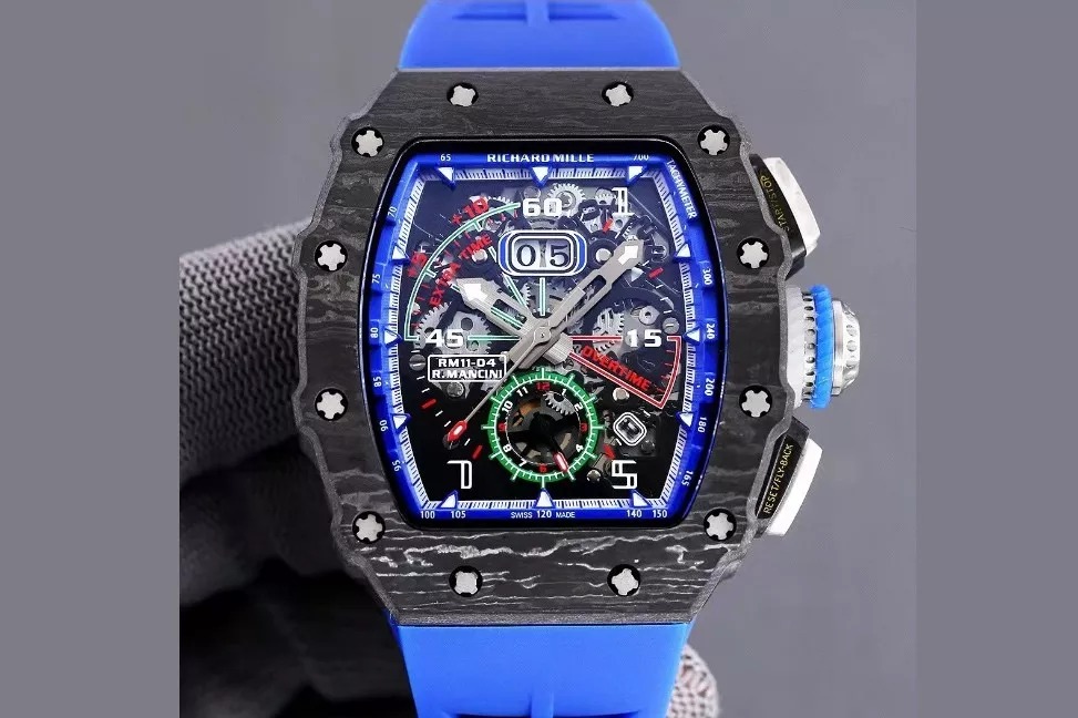 RM 11-03 Skeleton Blue Dial Black Bezel Blue Rubber Strap ZY 7750