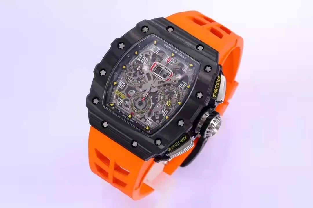 RM 11-03 Skeleton Dial Black Bezel Orange Rubber Strap KV 7750