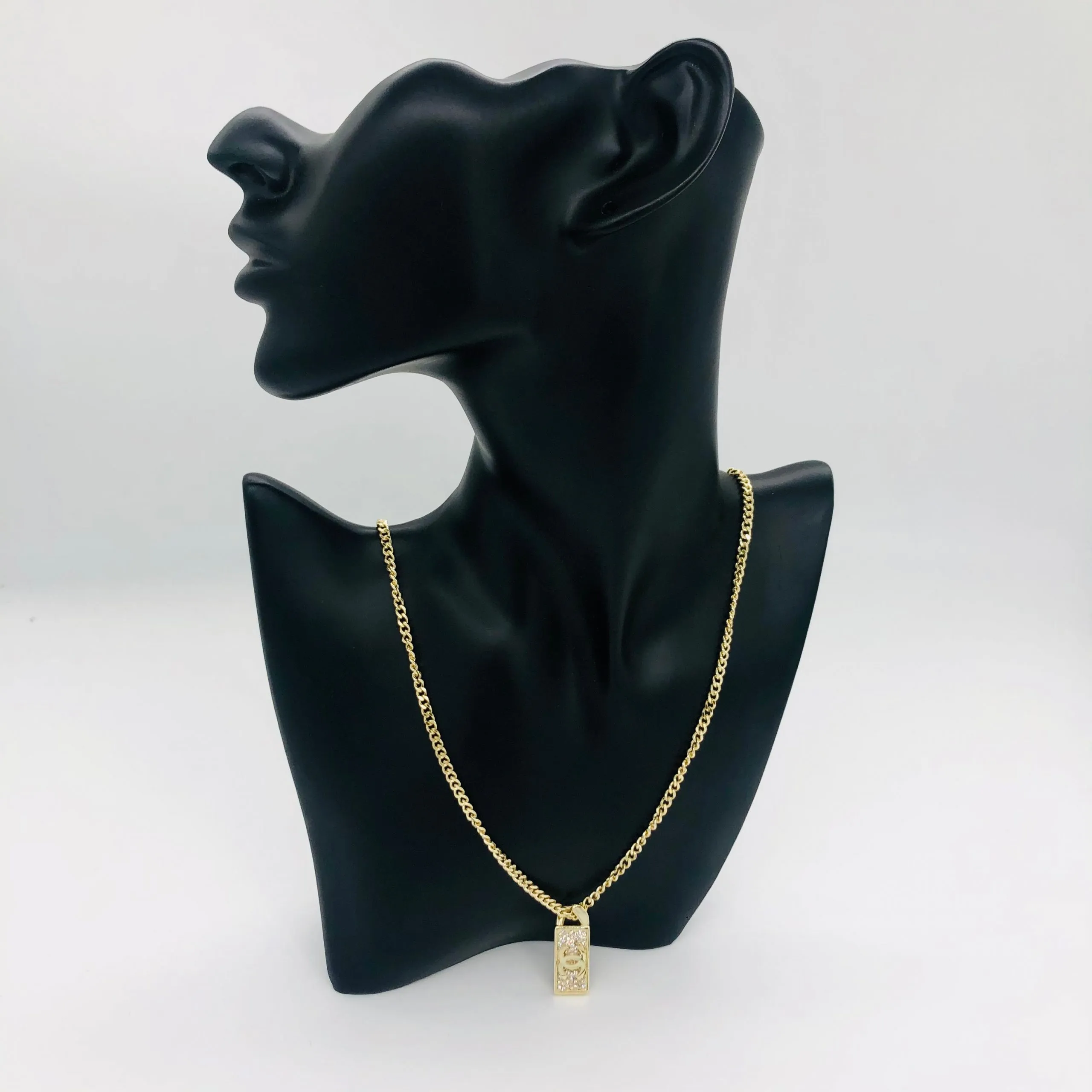 Chanel rectangular gem necklace yellow gold