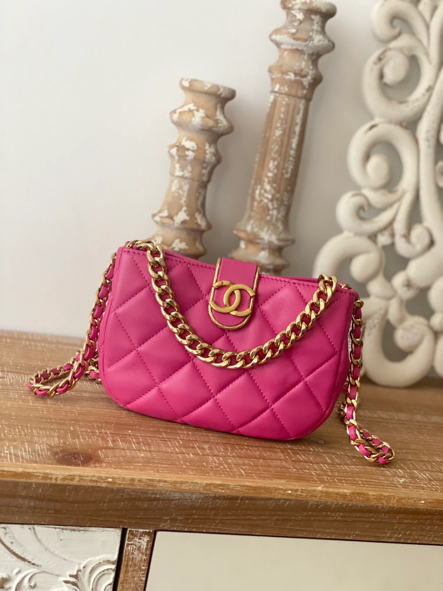 Chanel Small Hobo Bag Gold Hardware Pink For Women, Women’s Handbags, Shoulder Bags 7.5in/19cm