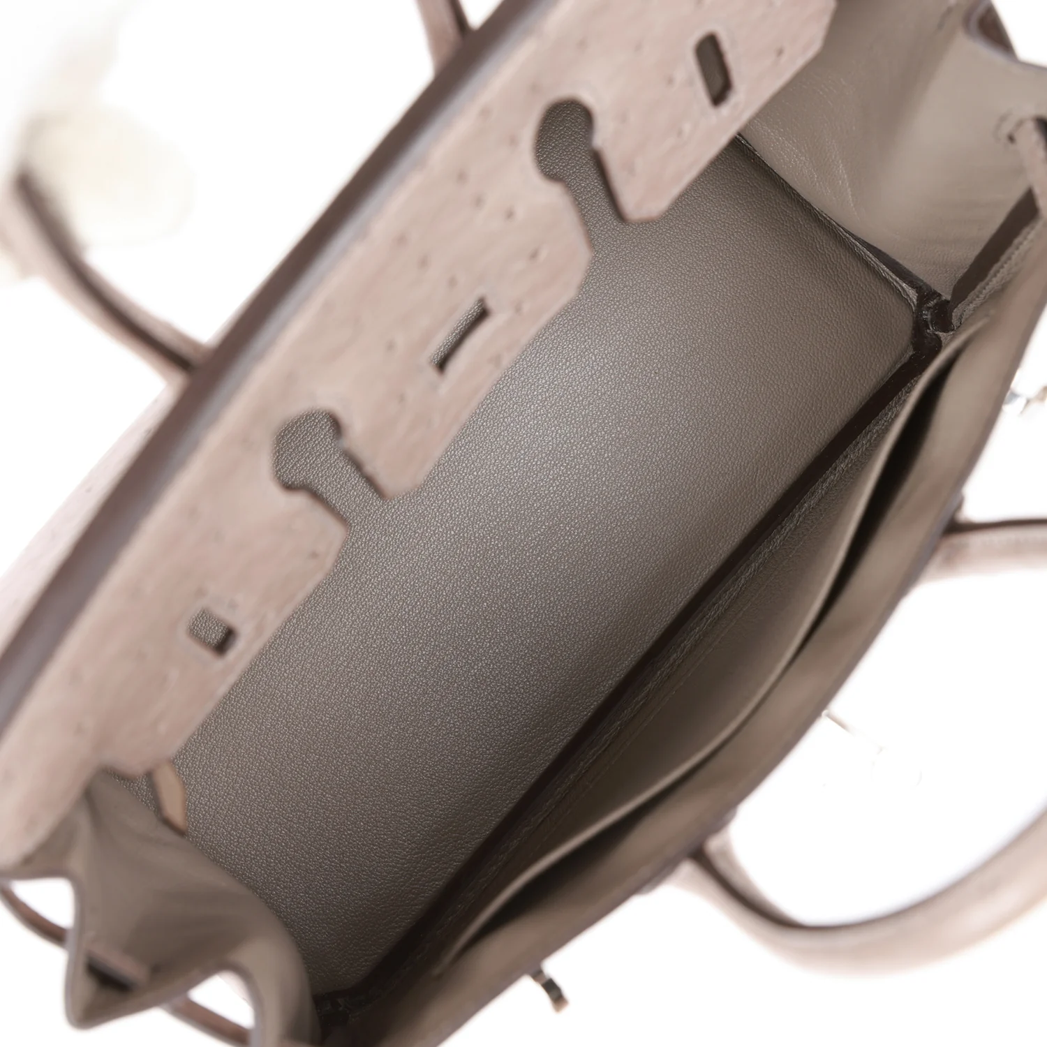 Pre-owned Hermes Birkin 25 Gris Tourterelle Ostrich Palladium Hardware