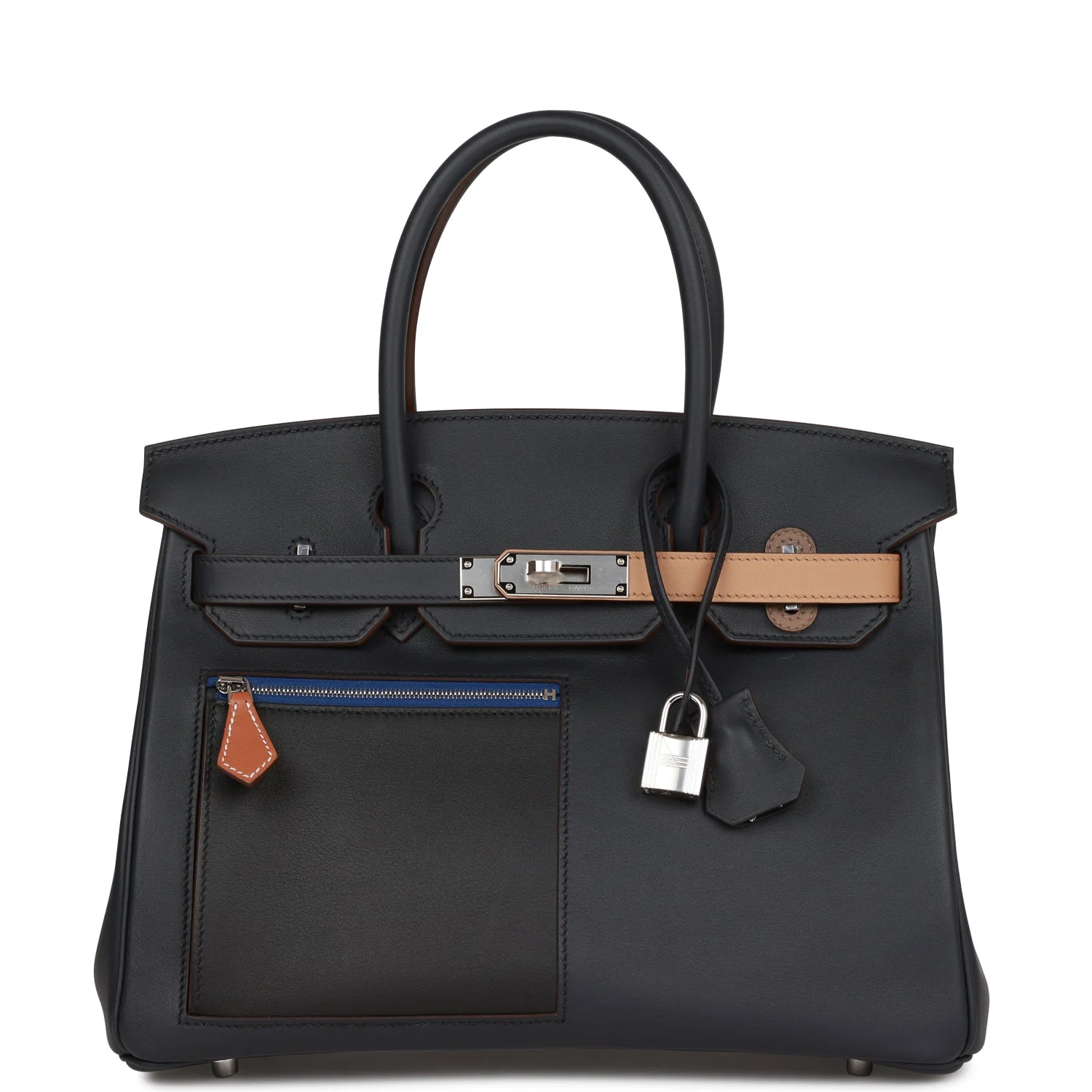 Hermes Colormatic Birkin 30 Caban, Black and Chai Swift Palladium Hardware