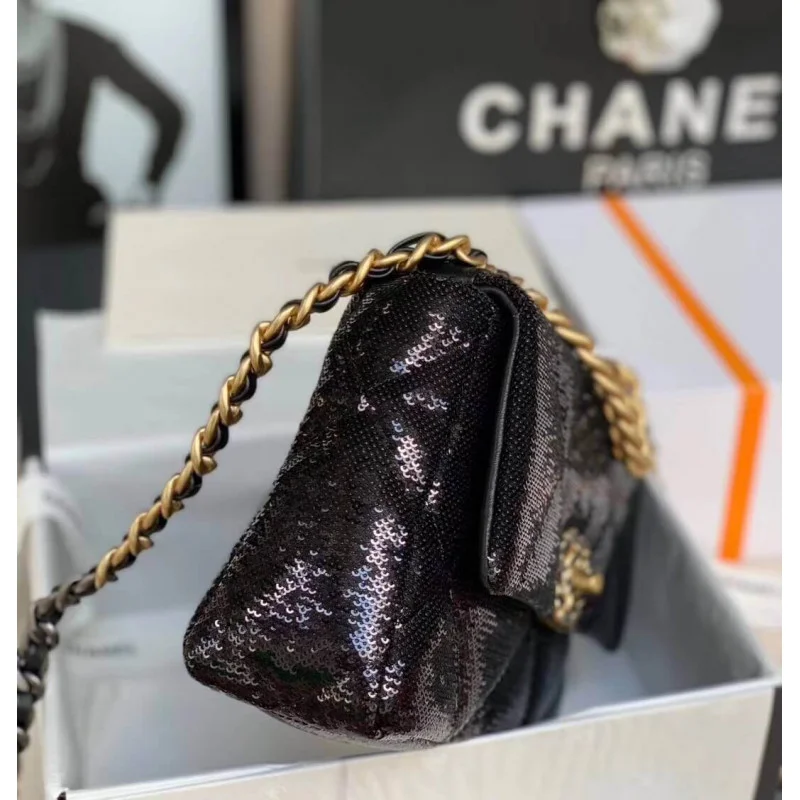 Chanel 19 Flap Bag In Tweed&AmpSequins As1160