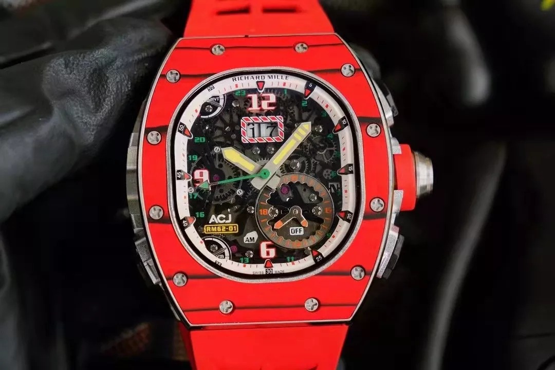 RM 62-01 Tourbillon Vibrating Alarm ACJ Red Bezel Red Rubber Strap RM62-01