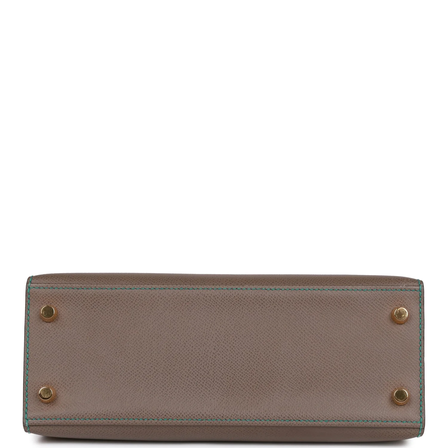 Pre-owned Hermes Special Order (HSS) Kelly Sellier 25 Etain and Bleu Paon Epsom Gold Hardware