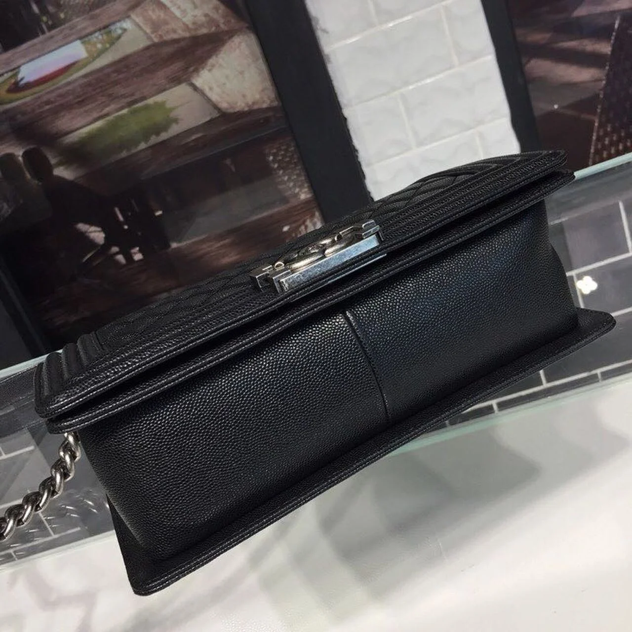 Chanel Boy Handbag Silver Hardware Black For Women, Women’s Handbags, Shoulder And Crossbody Bags 9.8in/25cm A67086