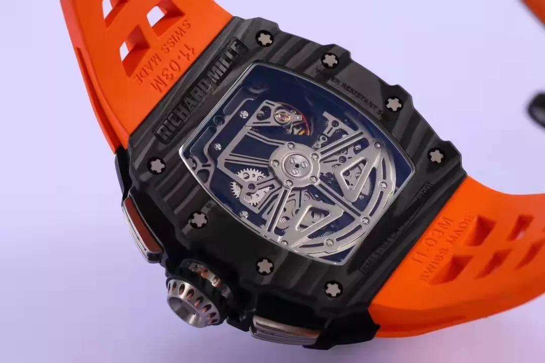 RM 11-03 Skeleton Dial Black Bezel Orange Rubber Strap KV 7750