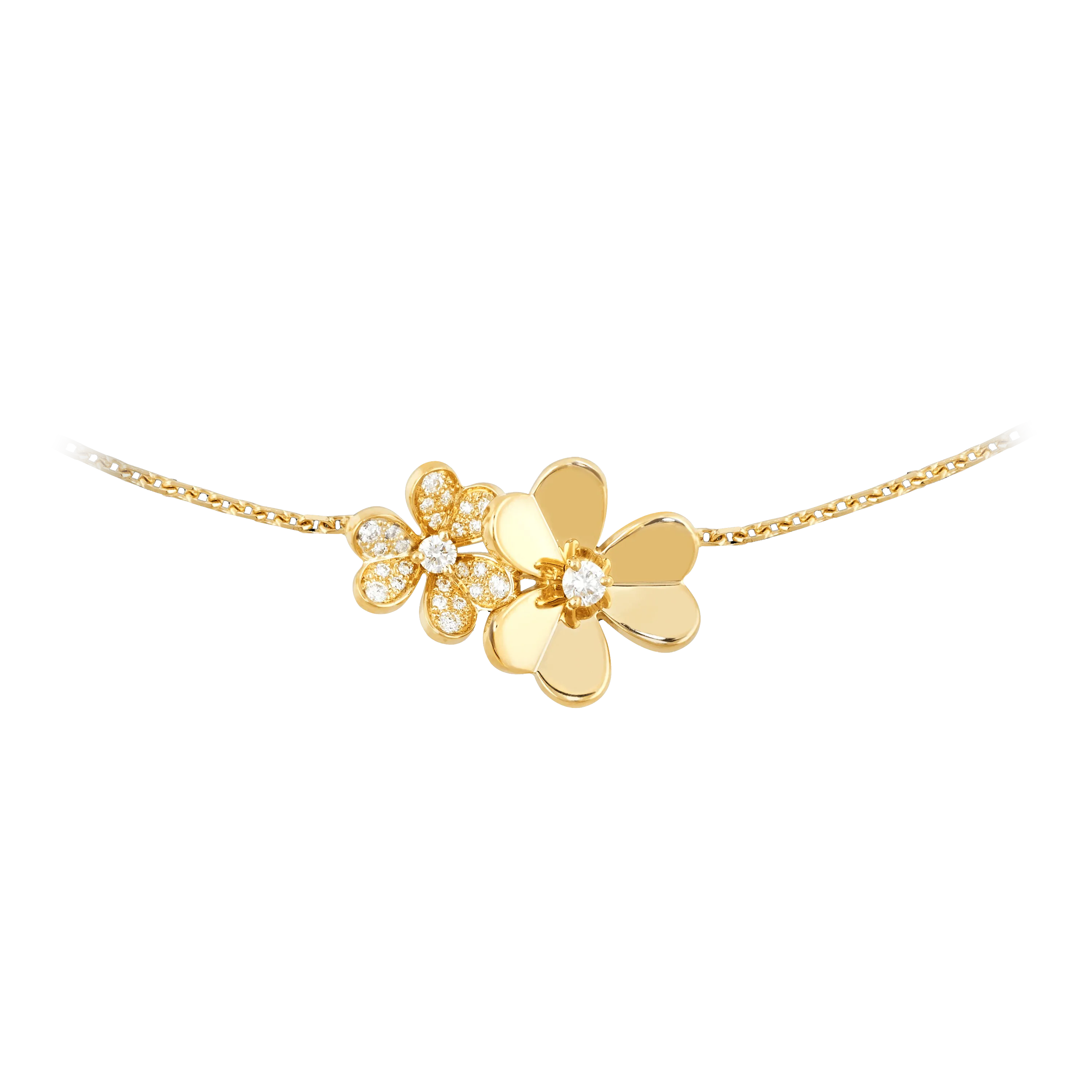 Gold Flower Necklace 9 flowers