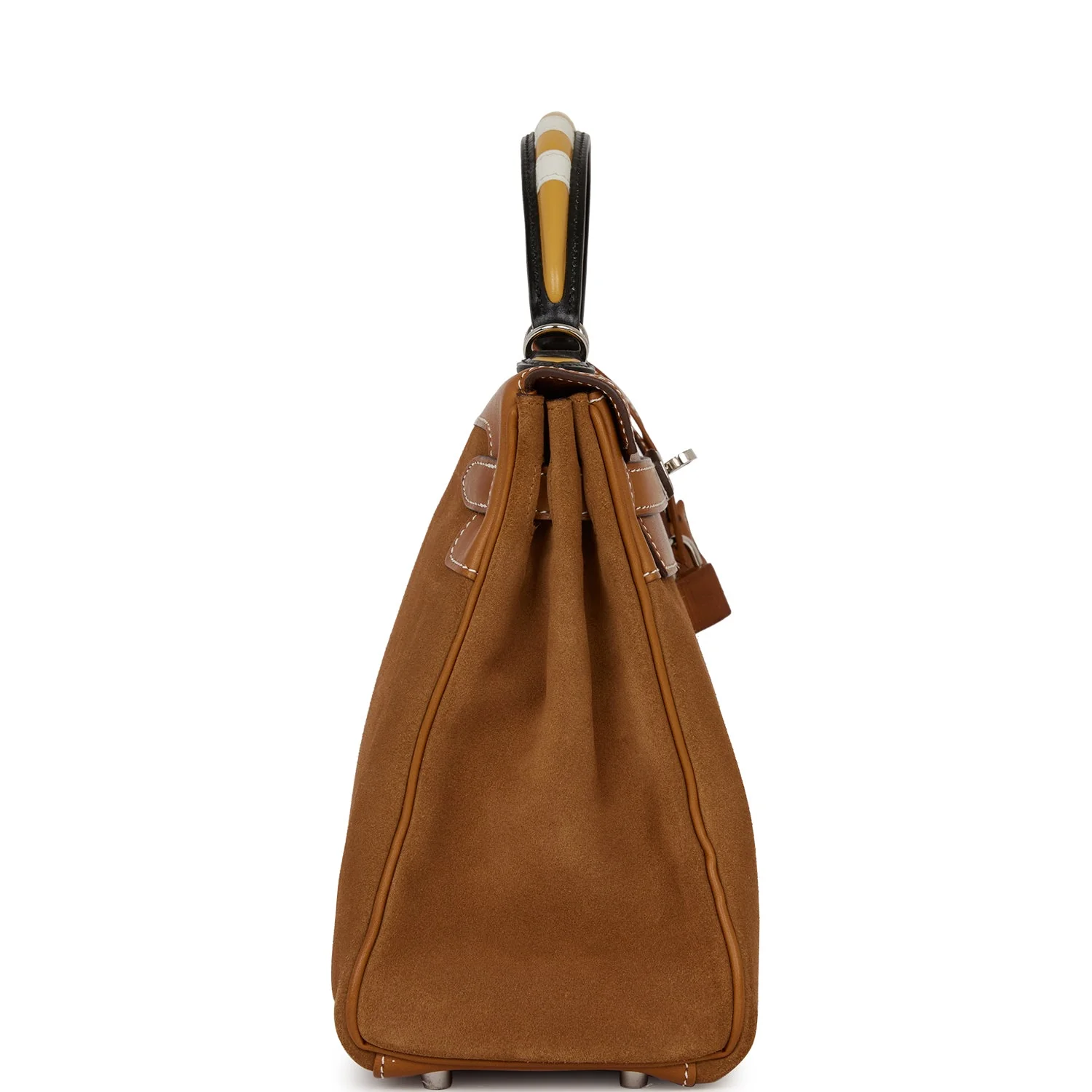 Pre-owned Hermes Grizzly Kelly Retourne 32 Fauve Au Galop Barenia Palladium Hardware