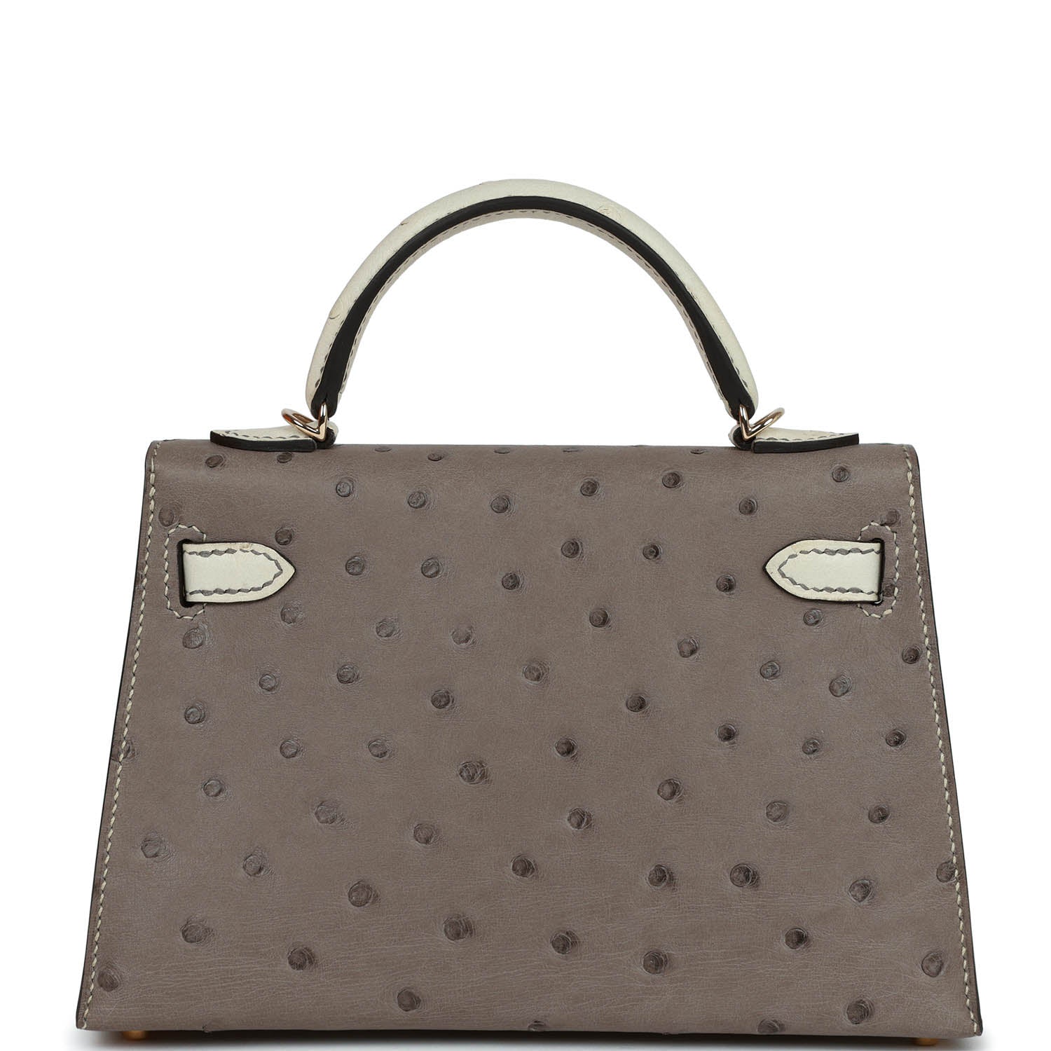 Hermes Special Order (HSS) Kelly Sellier 20 Gris Tourterelle and Beton Ostrich Permabrass Hardware