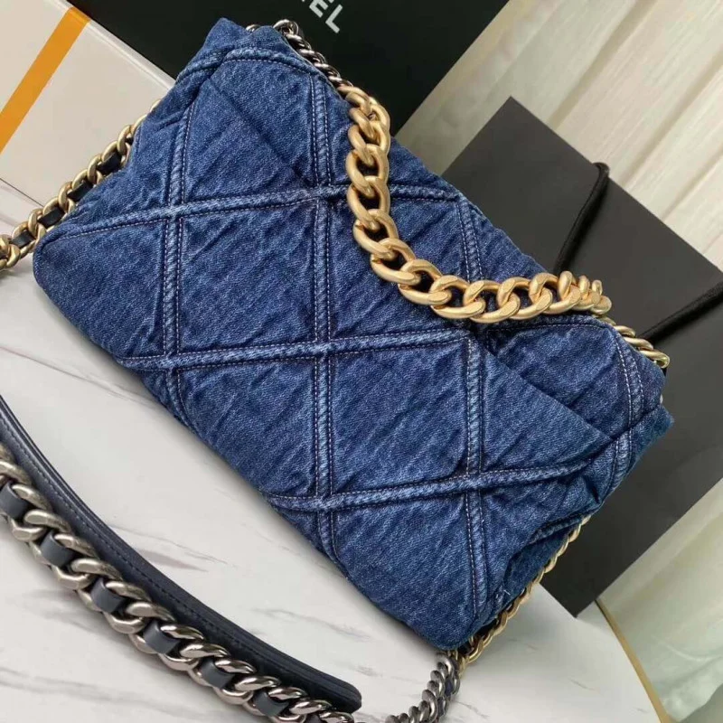 Chanel 19 Large Flap Bag As1161 Denim