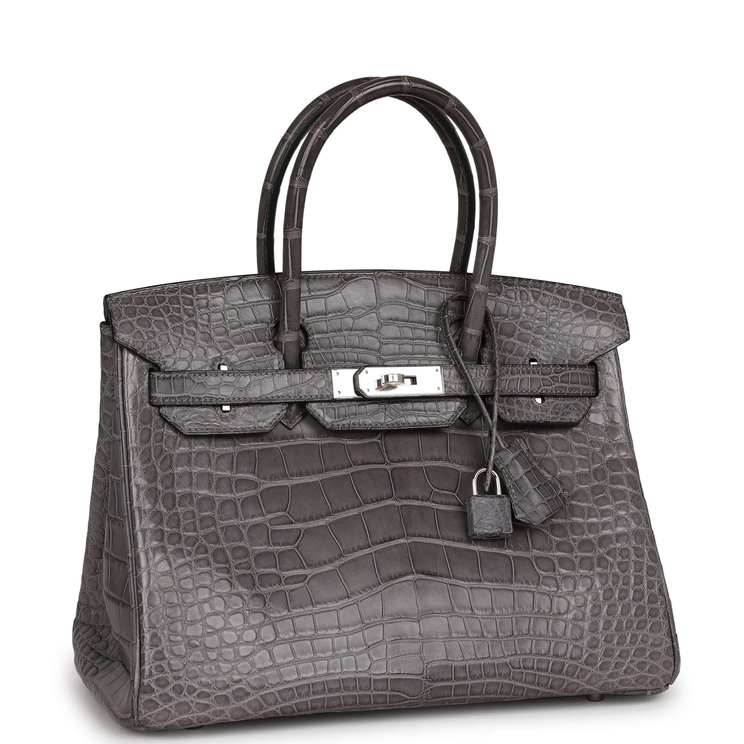 Pre-owned Hermes Birkin 30 Gris Paris Matte Alligator Palladium Hardware
