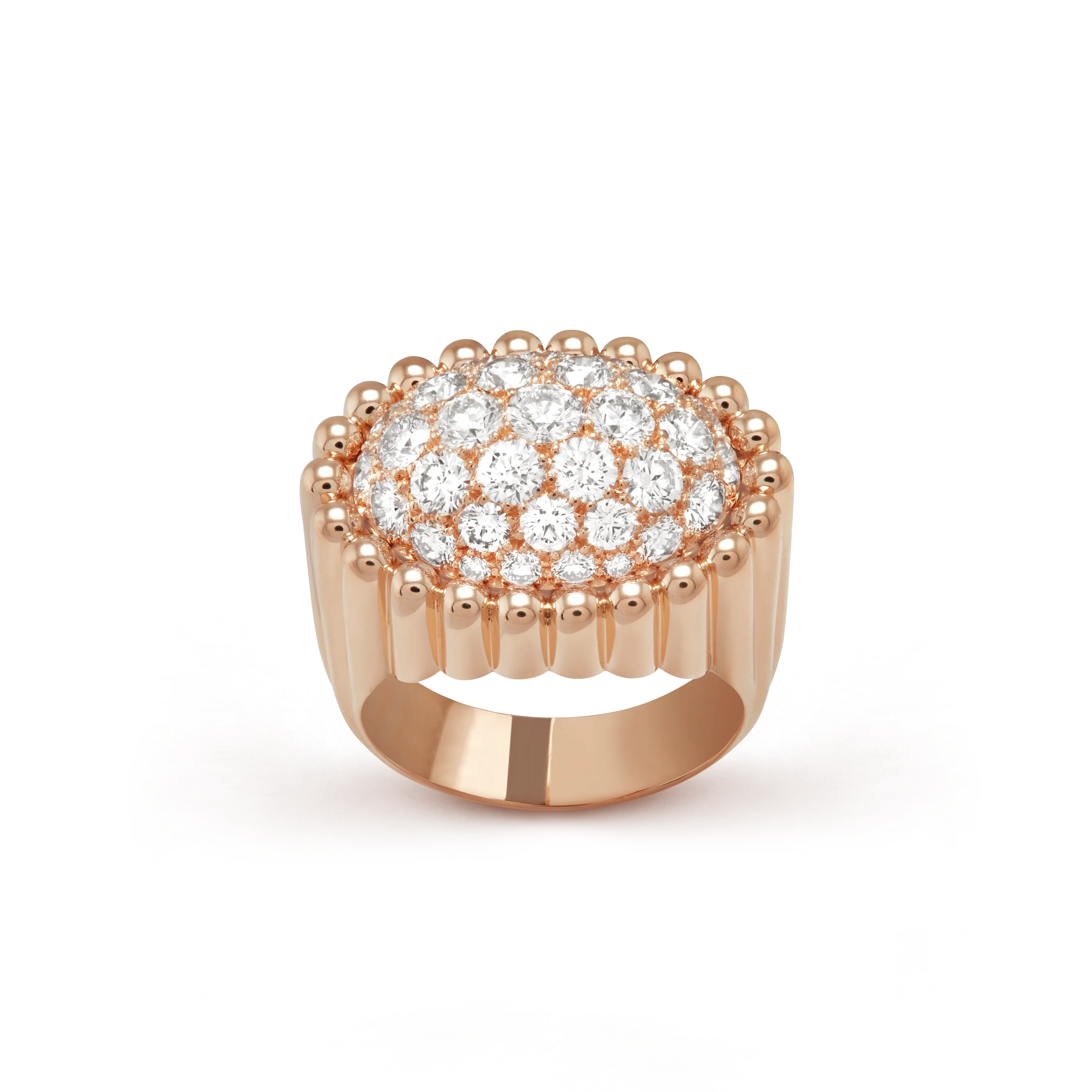 Perlée diamonds pavé ring rose gold, Diamond