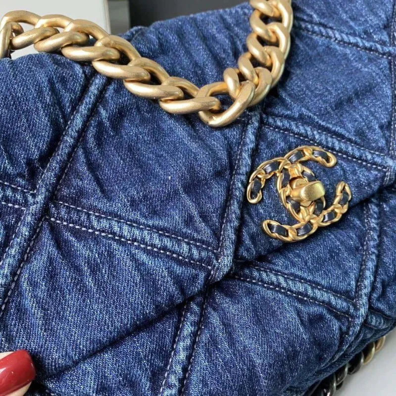 Chanel 19 Large Flap Bag As1161 Denim