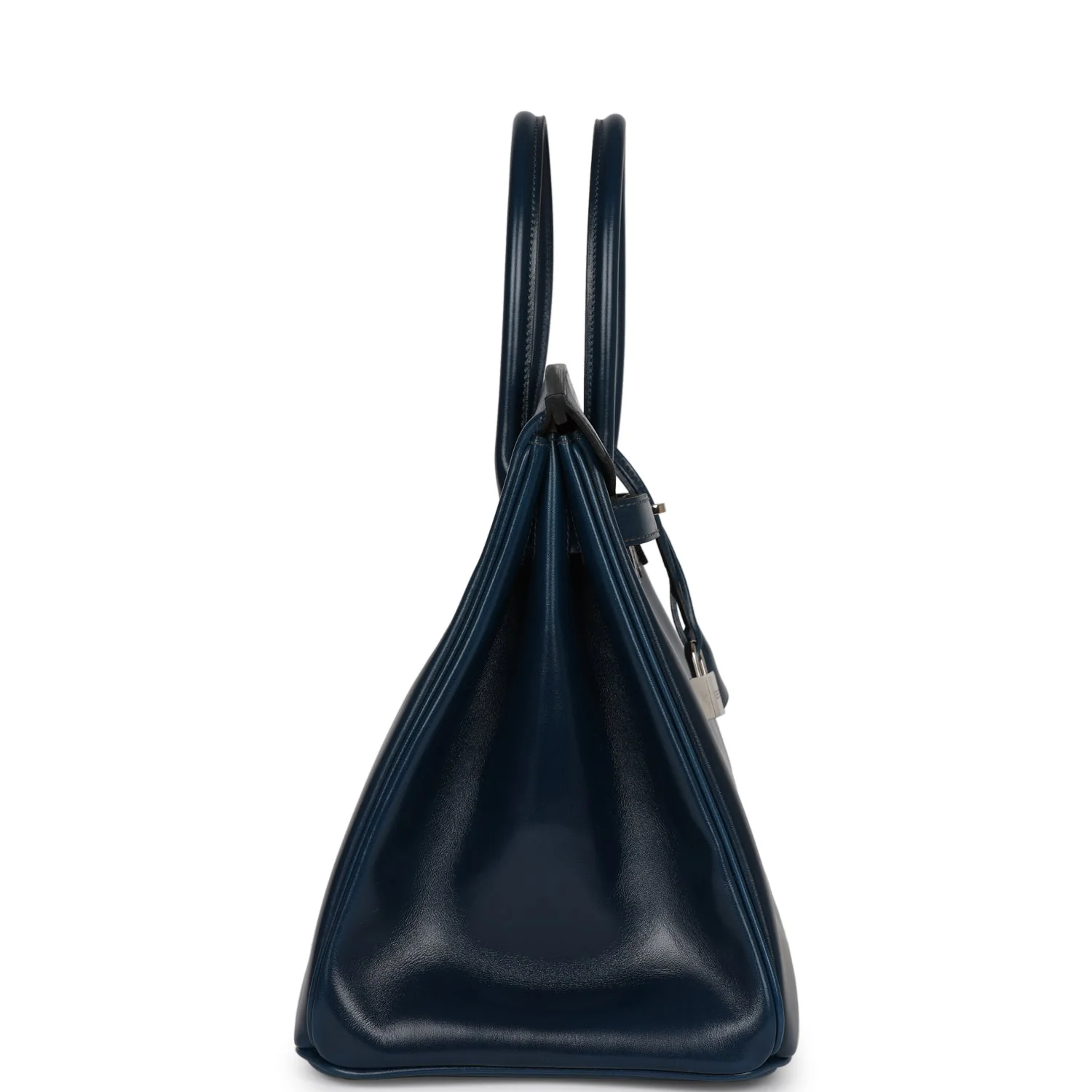 Pre-owned Hermes Birkin 35 Bleu De Prusse Box Calf Guilloché Palladium Hardware