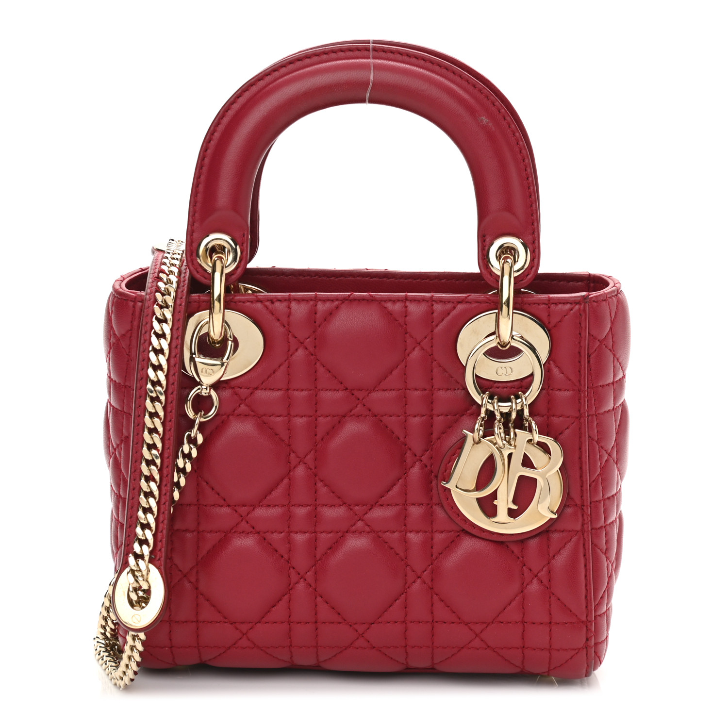 Lambskin Cannage Mini Lady Dior Burgundy
