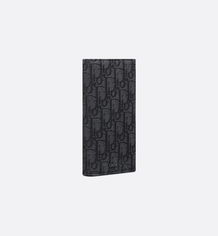 Vertical Long Wallet Black Oblique Jacquard