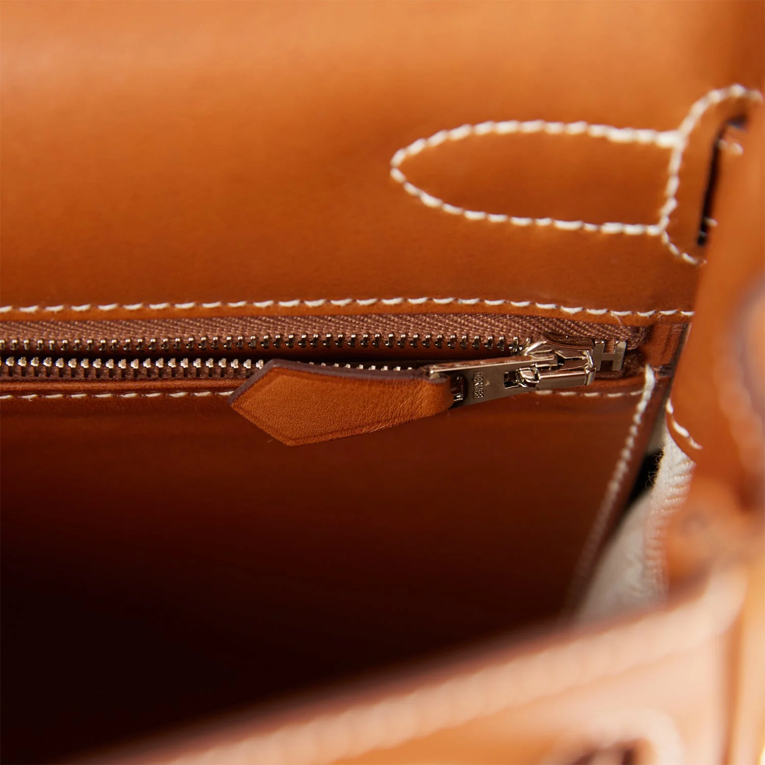 Pre-owned Hermes Grizzly Kelly Retourne 32 Fauve Au Galop Barenia Palladium Hardware