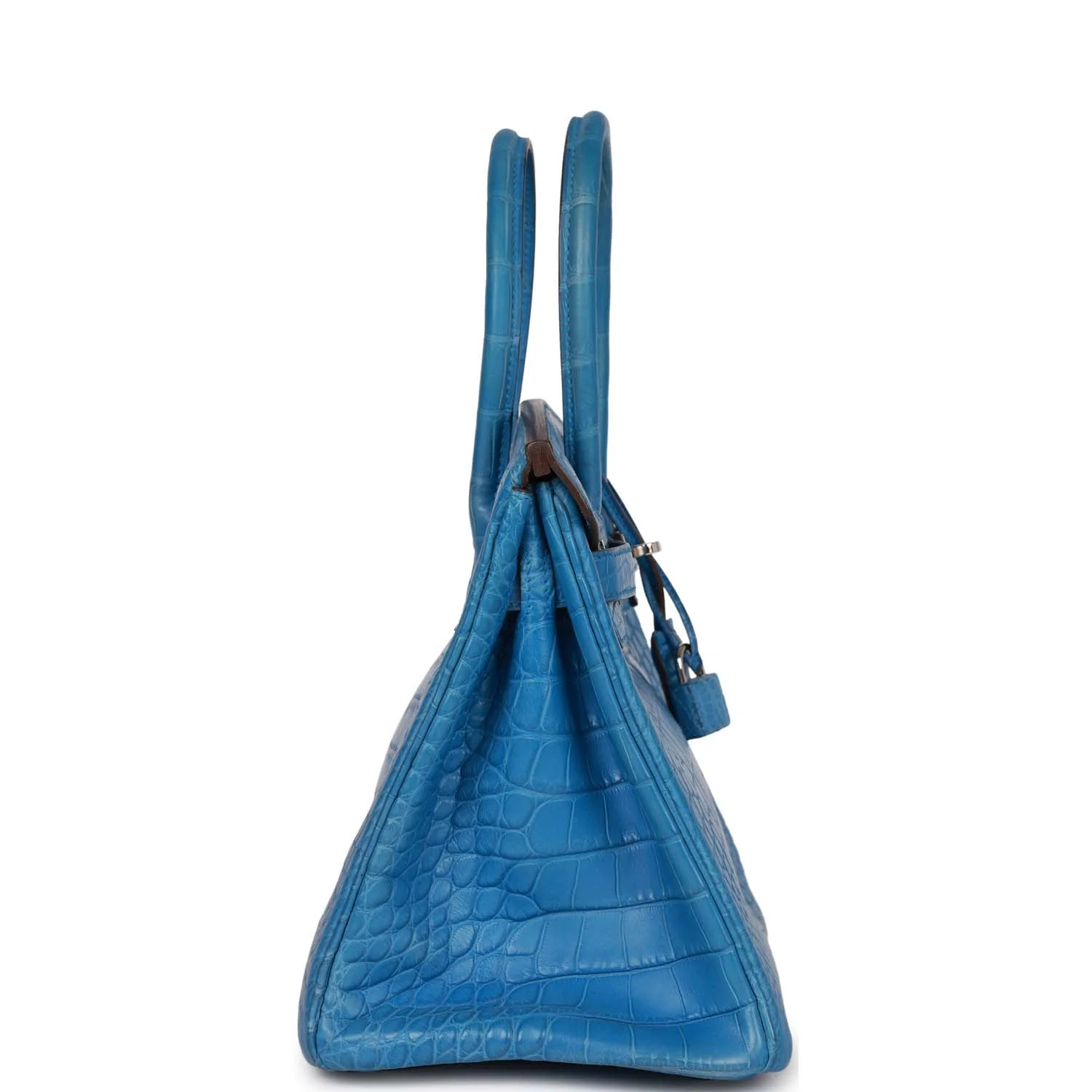 Pre-owned Hermes Birkin 30 Bleu Mykonos Matte Alligator Palladium Hardware