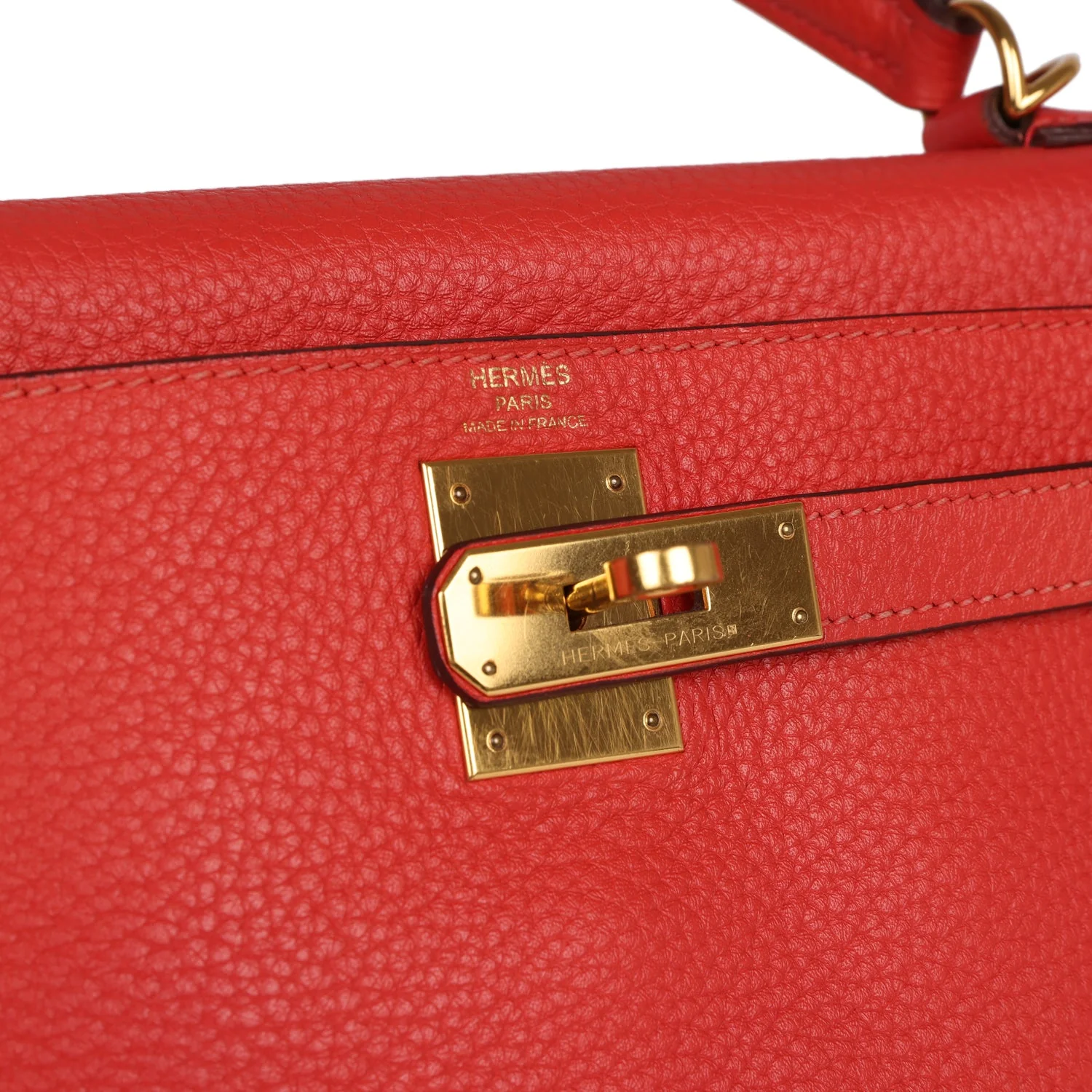 Pre-owned Hermes Kelly Retourne 28 Rouge Pivoine Togo Gold Hardware