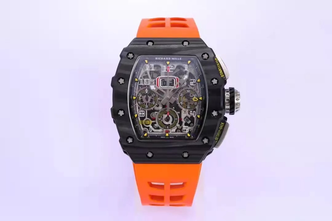 RM 11-03 Skeleton Dial Black Bezel Orange Rubber Strap KV 7750