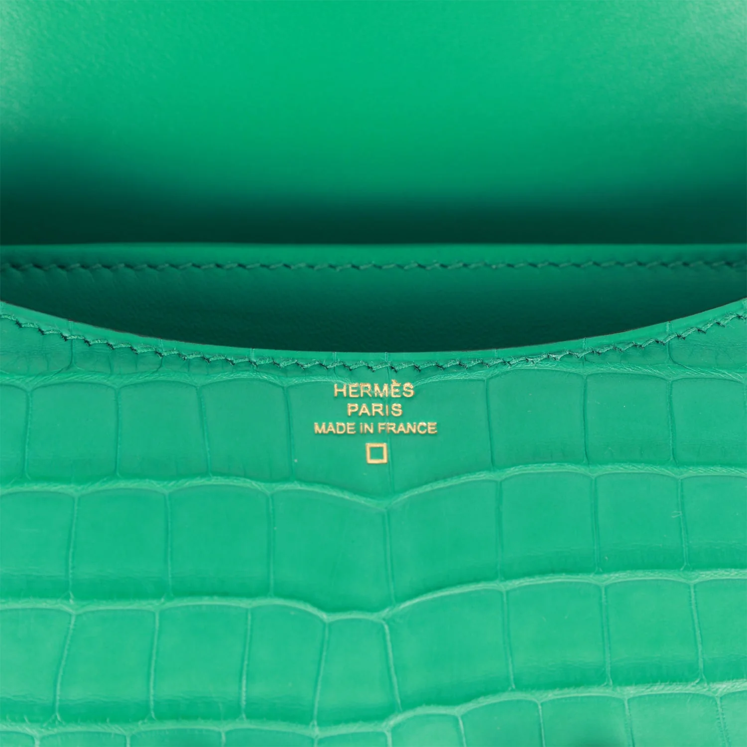 Hermes Constance 18 Vert Jade Matte Alligator Gold Hardware