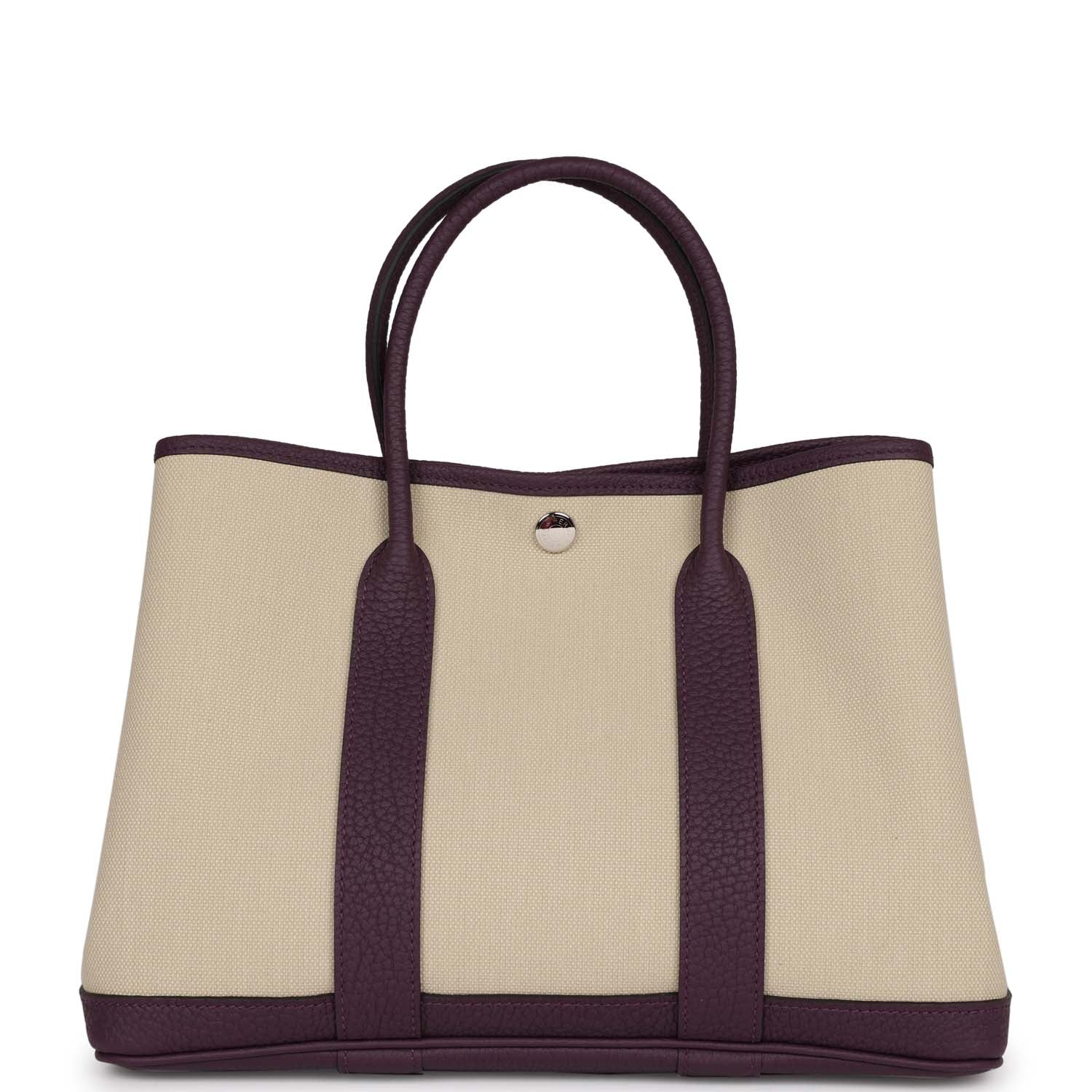 Hermes Garden Party 30 Cassis Negonda and Beton Toile Militaire Palladium Hardware