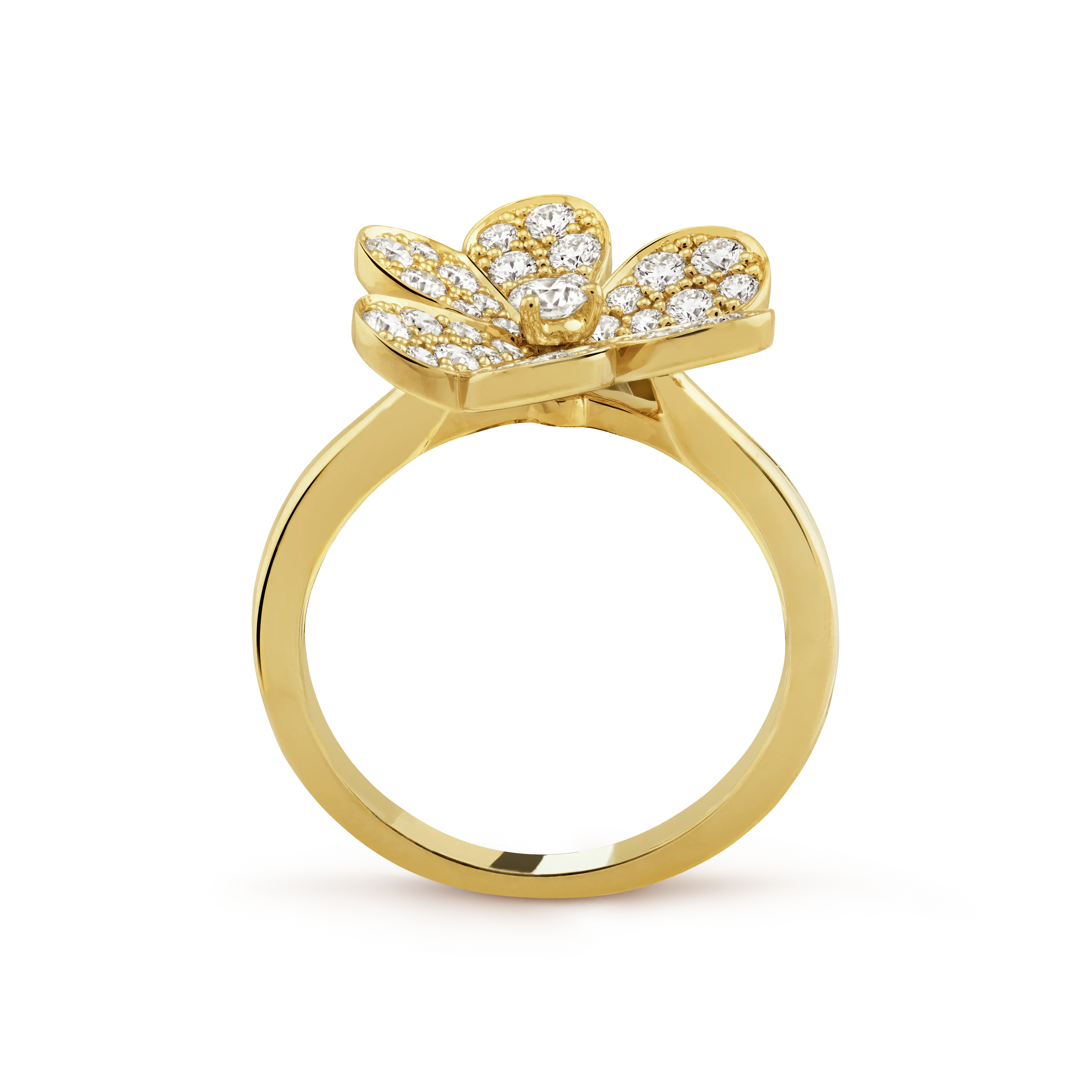 Frivole ring, 1 flower, small model  yellow gold, Diamond
