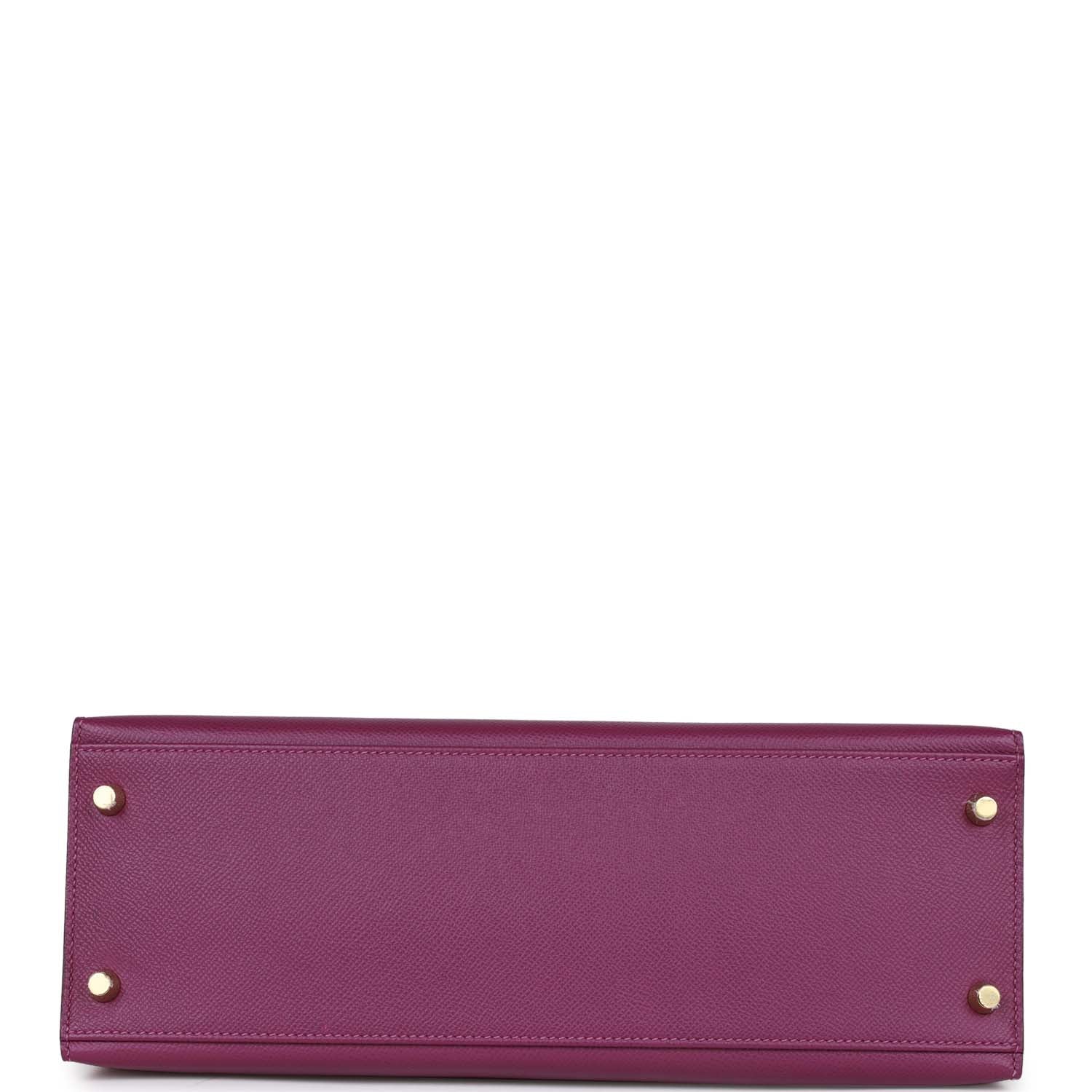 Pre-owned Hermes Kelly Sellier 32 Anemone Epsom Gold Hardware