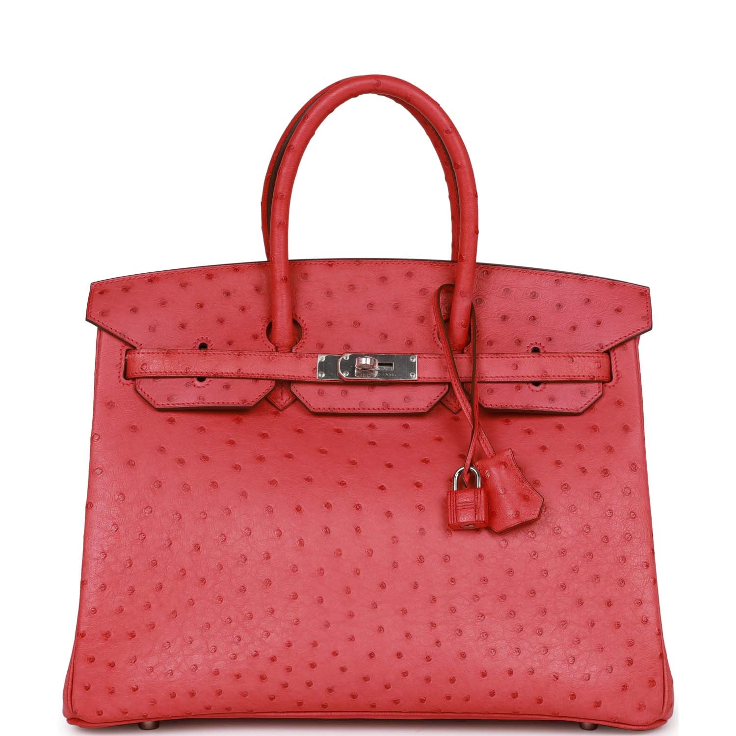 Pre-owned Hermes Birkin 35 Bougainvillea Ostrich Palladium Hardware