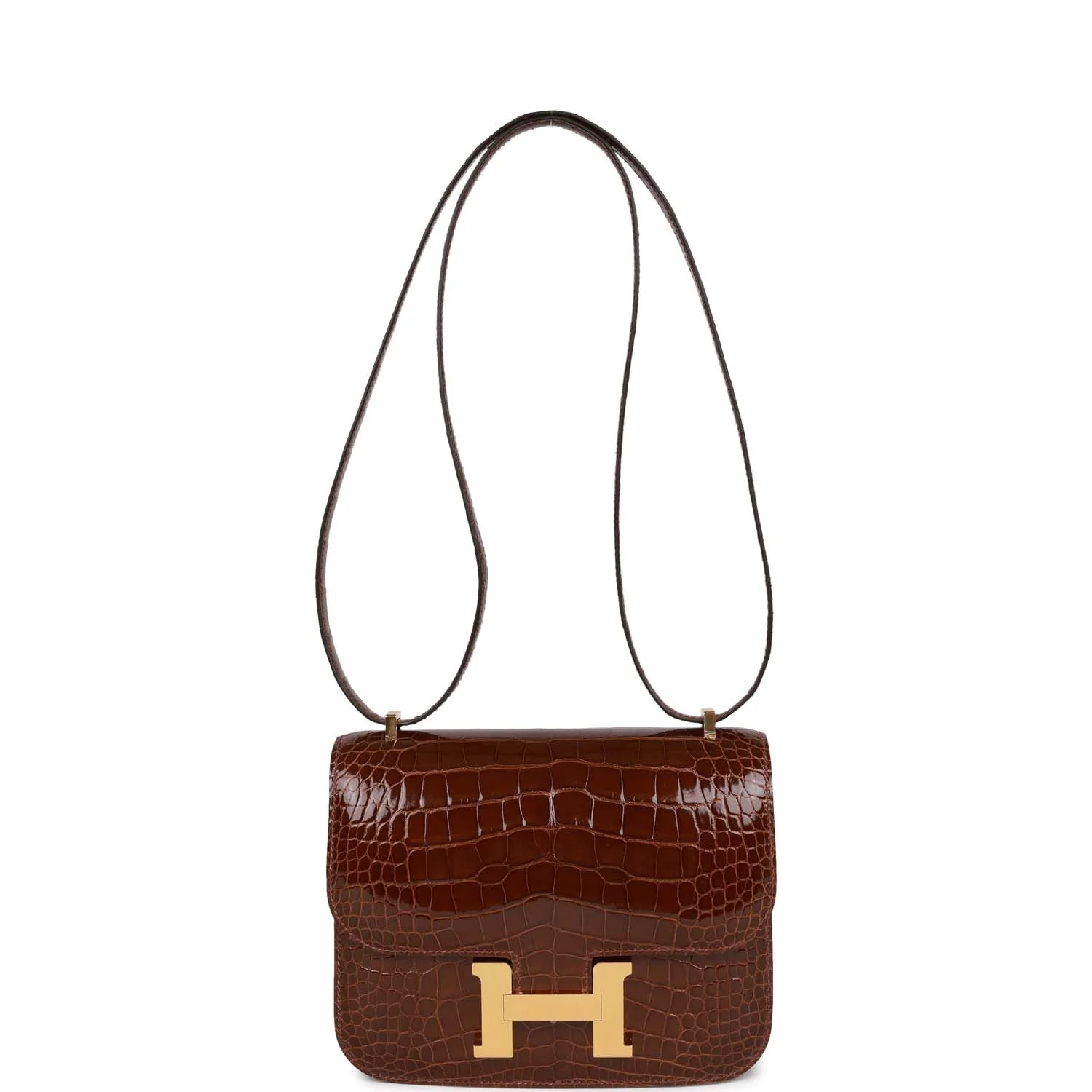 Hermes Constance 18 Miel Shiny Alligator Gold Hardware
